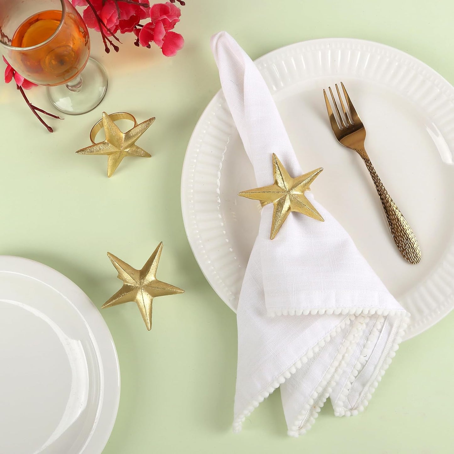 Napkin Rings Set of 12, Star Shaped Napkin Holder, Metal Serviette Rings, Gold Napkin Rings, Farmhouse Table Accessories for Dining Table, Weddings, Parties & Home Décor, Durable - ALPHA Living HOME