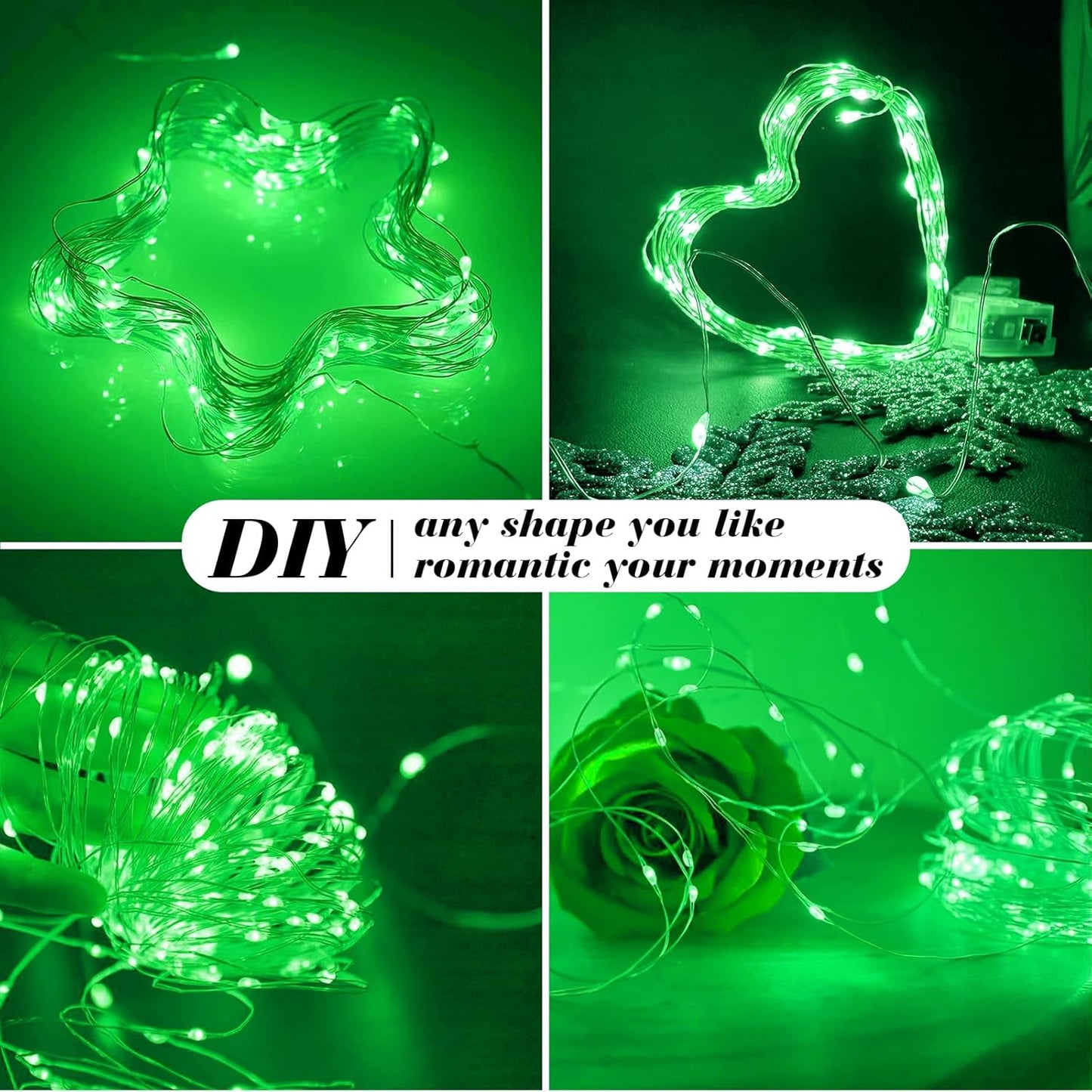 ZGWJ 8 Pack Fairy Lights Battery Operated, 7ft 20 Mini LED Fairy String Lights Silver Wire 3 Modes for DIY, Parties, Wedding, Bedroom, Halloween Christmas Decoration Green