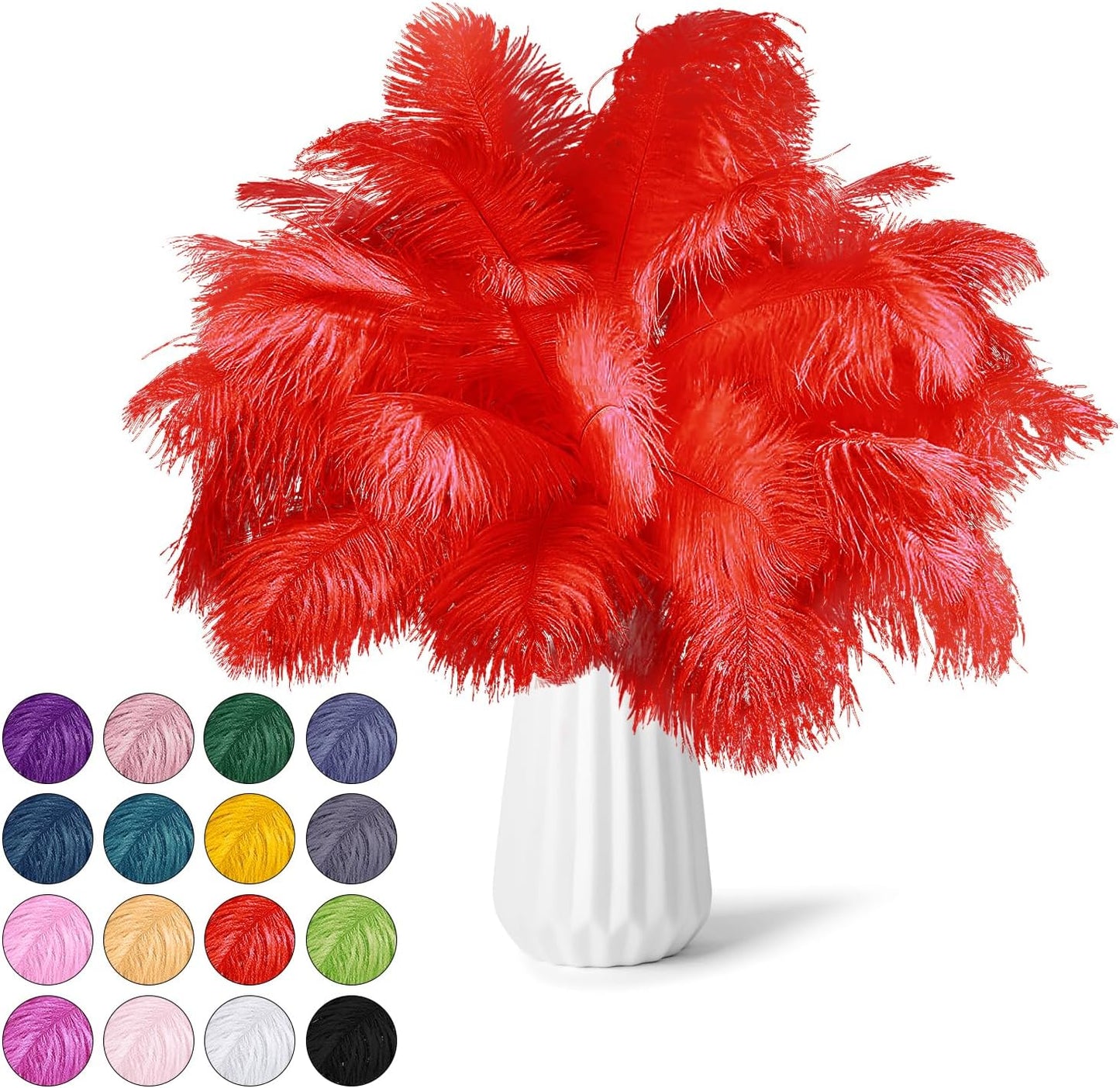 NEWONG 30pcs Red Ostrich Feathers Natural Bulk 9-12inch(23-30cm) Vase Craft Wedding Home Party Centerpieces Christmas Day Decoration