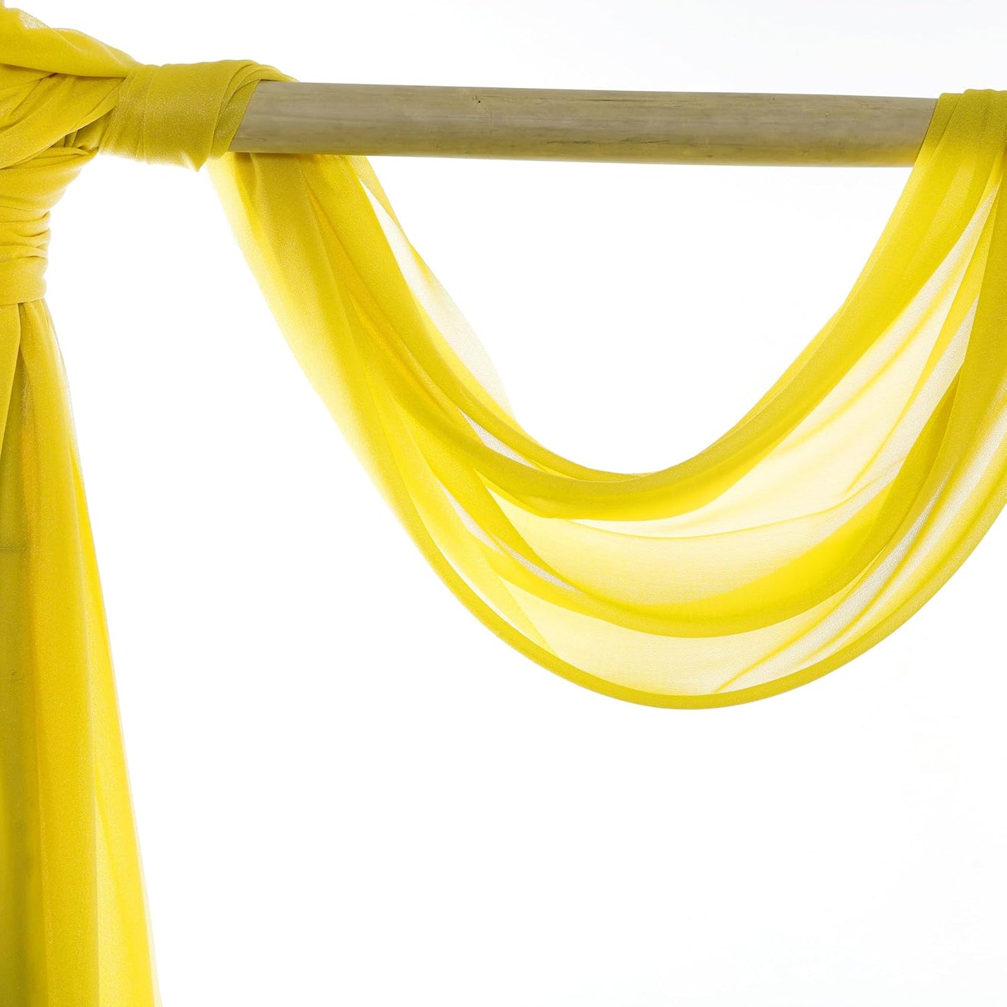 VDS Pack of 2 Panel (30 Inch X 20 Feet) Wedding Arch Draping Fabric Sheer Chiffon Fabric Drapery for Wedding Ceremony Reception Swag Backdrop Canopy Chuppah ARBO Altars Decoration (Yellow)