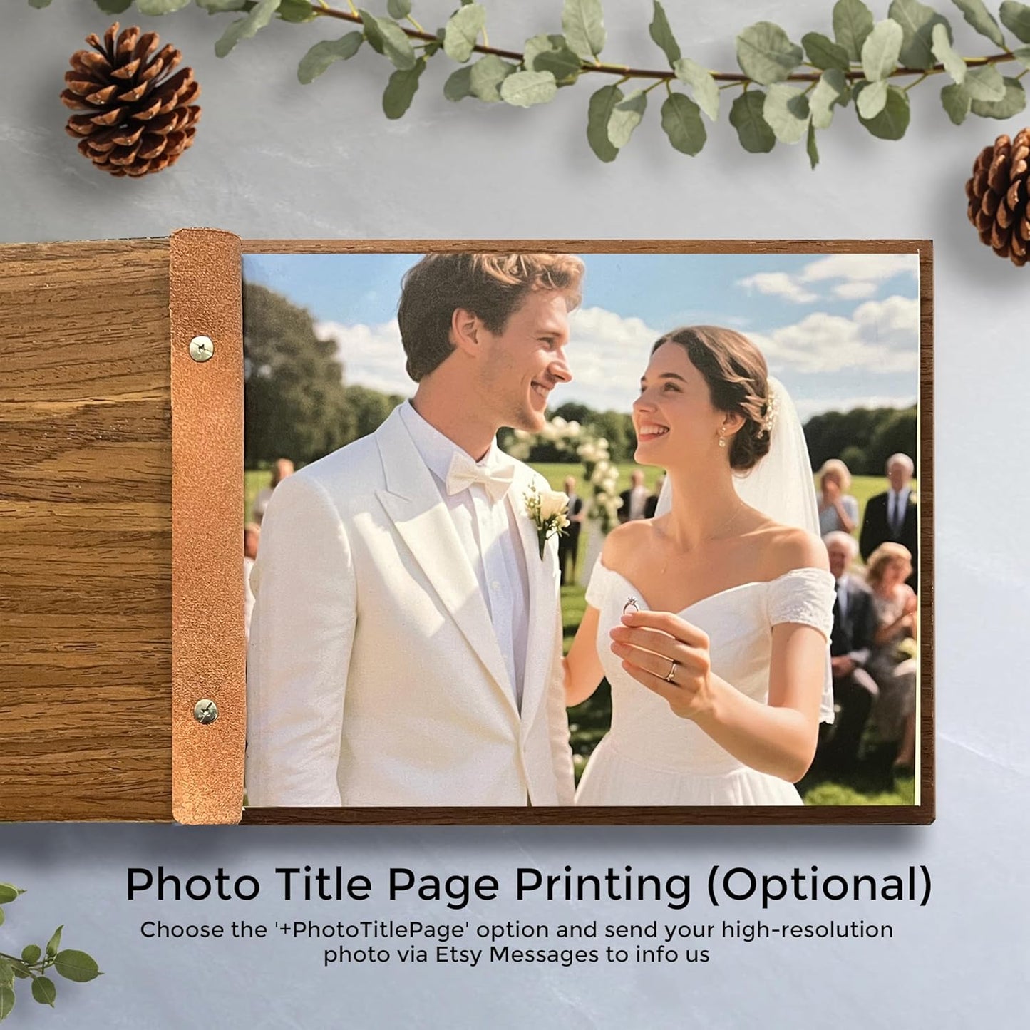 Wedding Guest Book, Custom Wooden Sign-in Book for Reception, Instant Photo Booth Album - Ideal for Wedding Album & Keepsake, Wedding Gift for Couple (A4-11.5 x 8.5 inch)