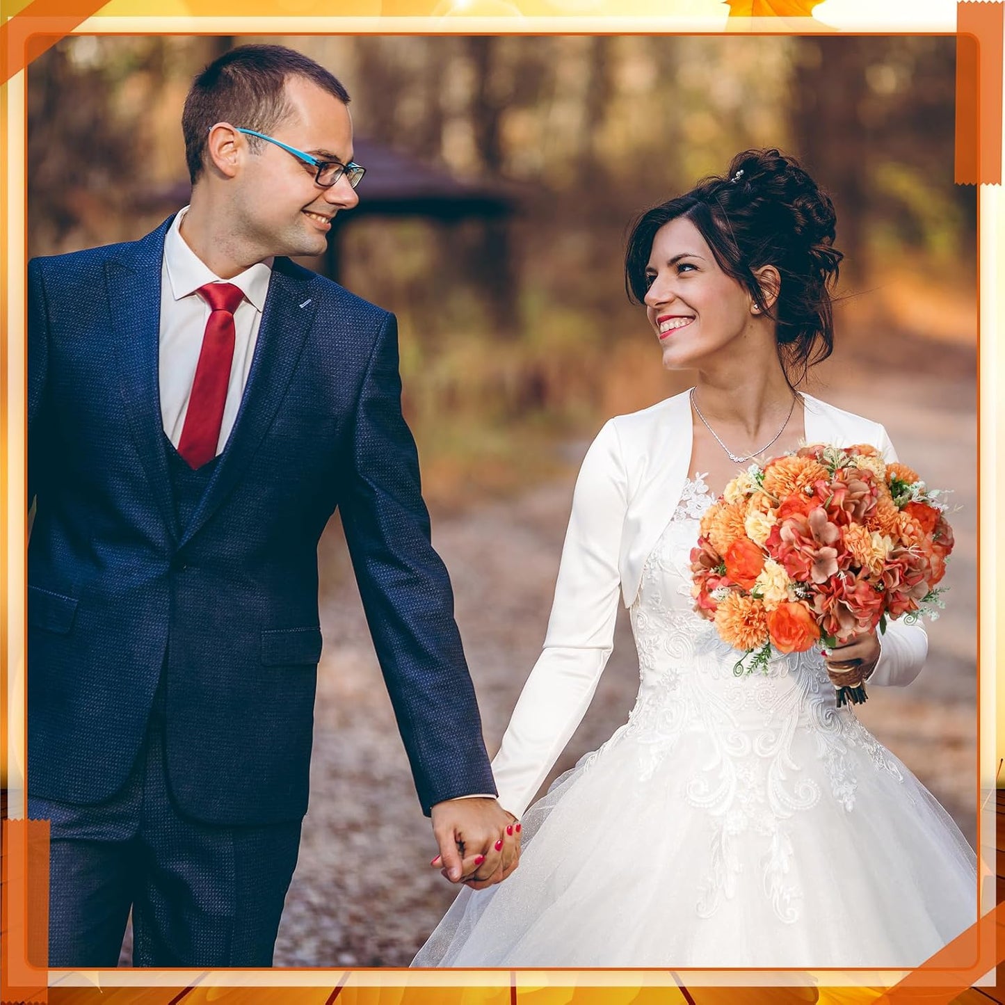 Tigeen Artificial Flowers Artificial Peonies Silk Flowers Faux Peony Fake Peony Silk Hydrangea Bouquet for Wedding Table Centerpiece Floral Vase Decor(Bright Orange,24 Bundles)