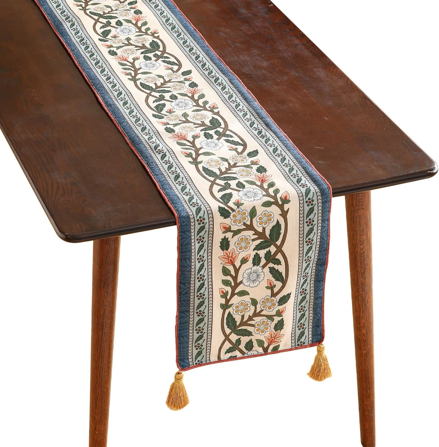 ISAENNE Designer Vintage Elegant Linen Table Runner 87 Inches Long,Colorful Flower Pattern Soft Table Runners for Dining Tables,Thanksgiving,Kitchen Tables,Christmas,12"*87"-Naples C