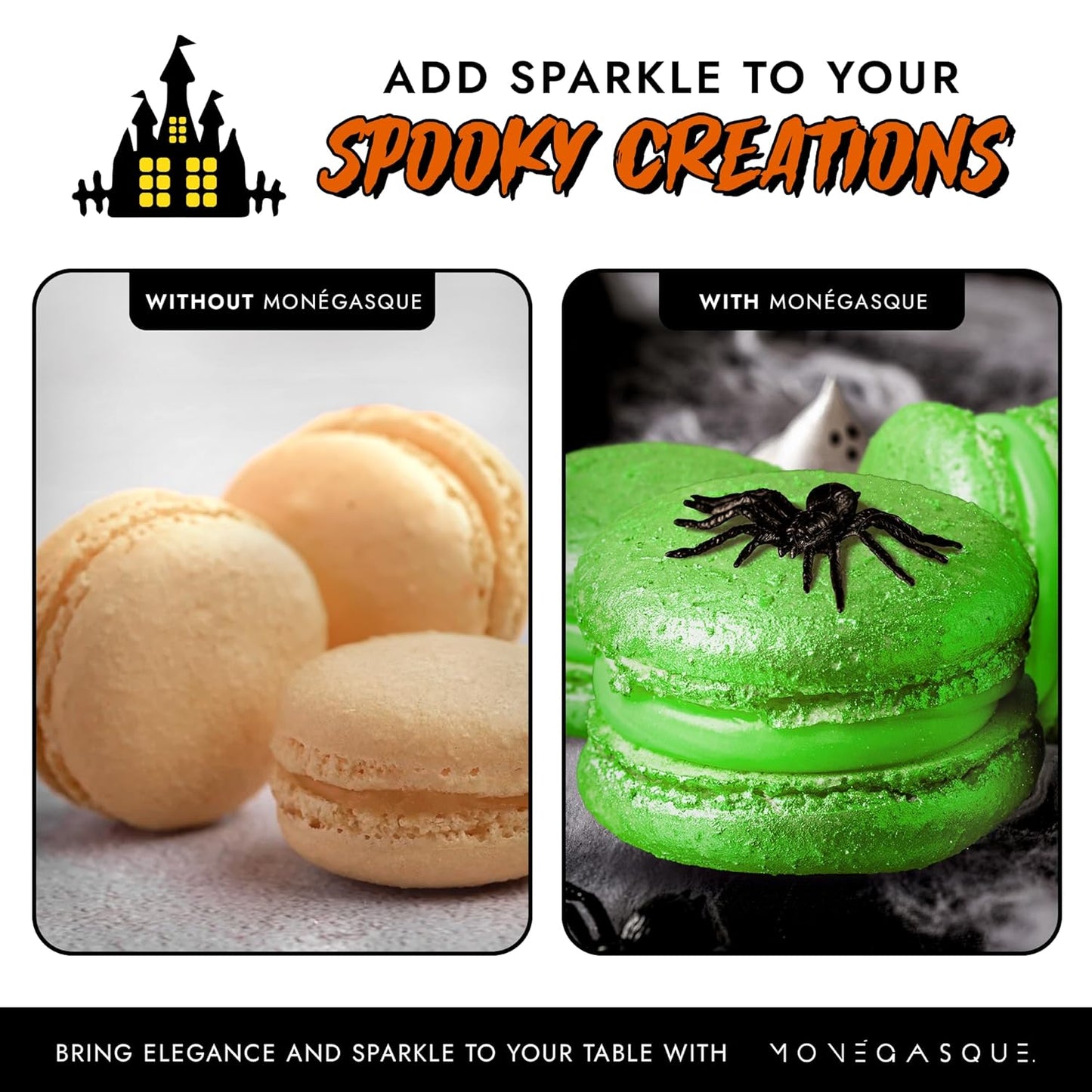 MONÉGASQUE Green Edible Glitter for Drinks 15g – Halloween Edible Glitter for Cakes & Cocktails – Luster Dust for Drinks & Cake Decorating – Cocktail Drink Shimmer Powder – Green Food Coloring Spray