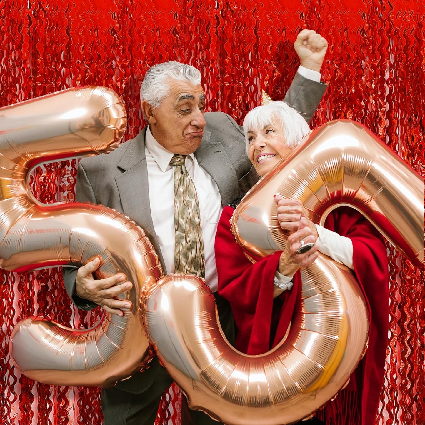 Red Streamers Wave Foil Fringe Backdrop Curtains Red Party Decorations for Graduation 2025, Birthday, Cherry Themed Party, Valentines Day, 4th of July, Anniversary Celebration, Christmas, Wedding