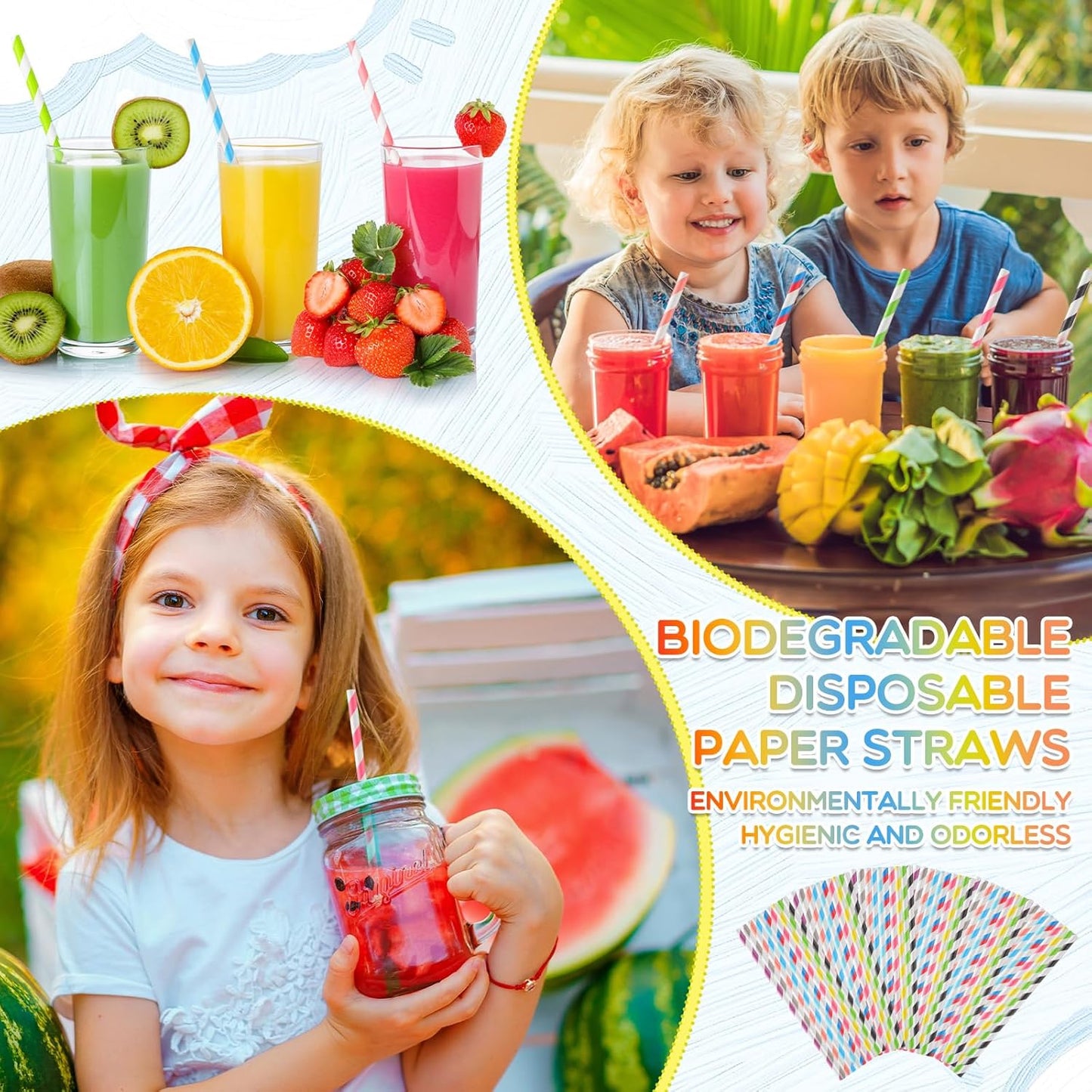 Eaasty 5000 Pcs Colored Paper Straws Bulk Disposable Striped Drinking Paper Straws for Summer Juice, Shakes, Cocktail,7.87 Inches, 0.24'' Diameter