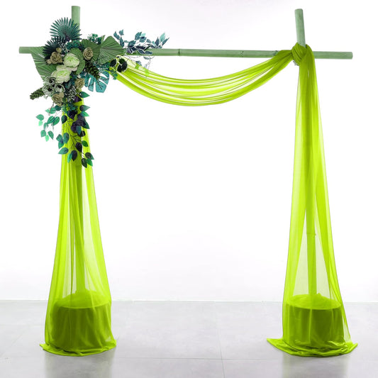 VDS Pack of 4 Panel (30 Inch X 20 Feet) Wedding Arch Draping Fabric Sheer Chiffon Fabric Drapery for Wedding Ceremony Reception Swag Backdrop Canopy Chuppah ARBO Altars Decoration (Parrot Green)