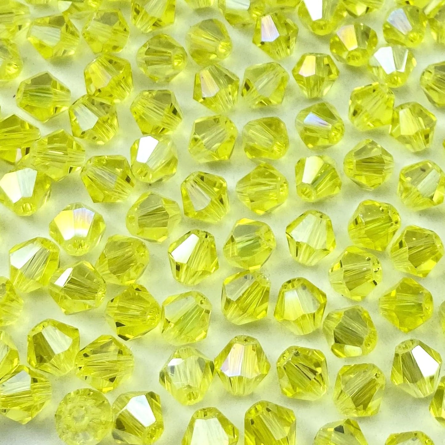 400pcs 4mm Bicone Crystal Glass Beads Loose Spacer Beads Faceted Craft Beads for Jewelry Making DIY Necklace Bracelet Earring Wind Chimes Suncatchers Ornamen(Lemon Yellow AB)