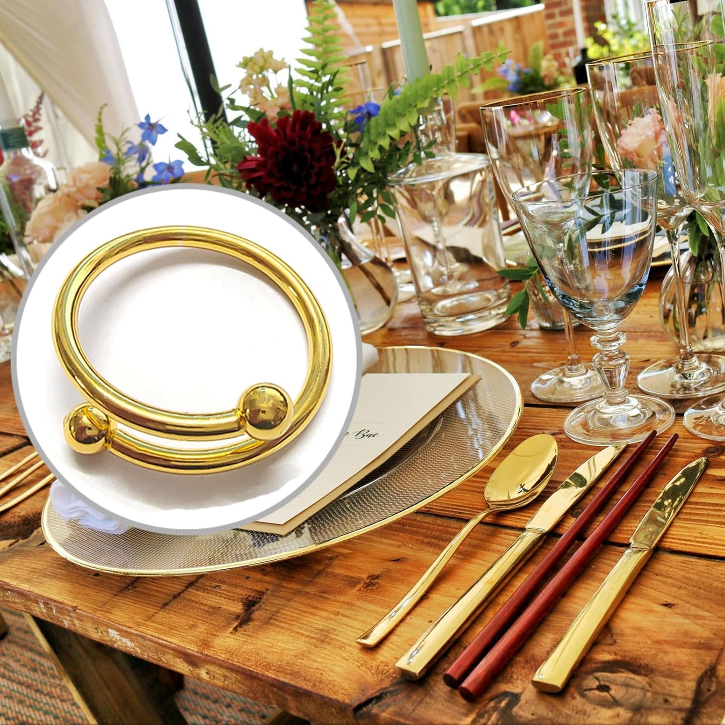 8 Pcs Gold Napkin Rings - Round Napkin Ring,Stainless Steel Napkin Rings,Metal Napkin Ring for Table Settings Wedding Christmas Party Dinner Table(Spring Type)