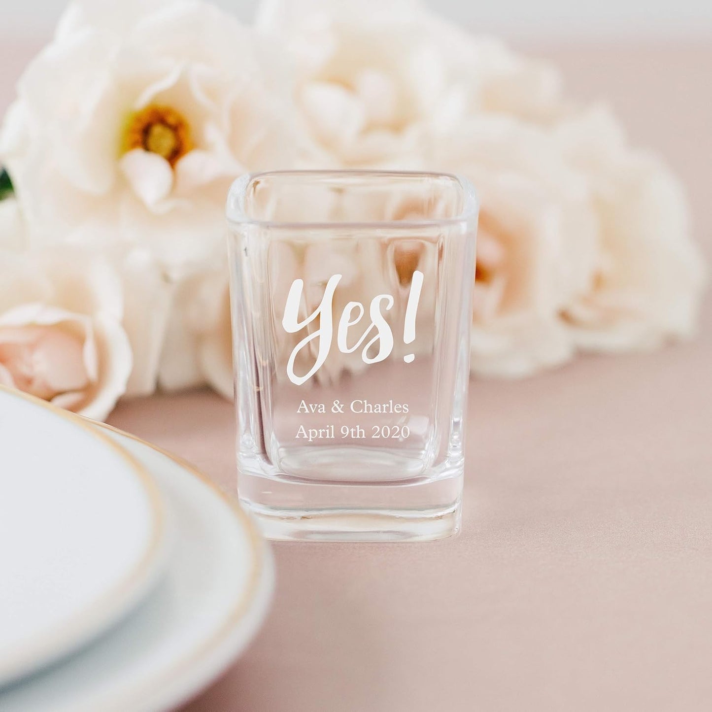 WEDDINGSTAR Personalized 2oz Square Shot Glass Customizable Full Color Print - 1 pack (sample)