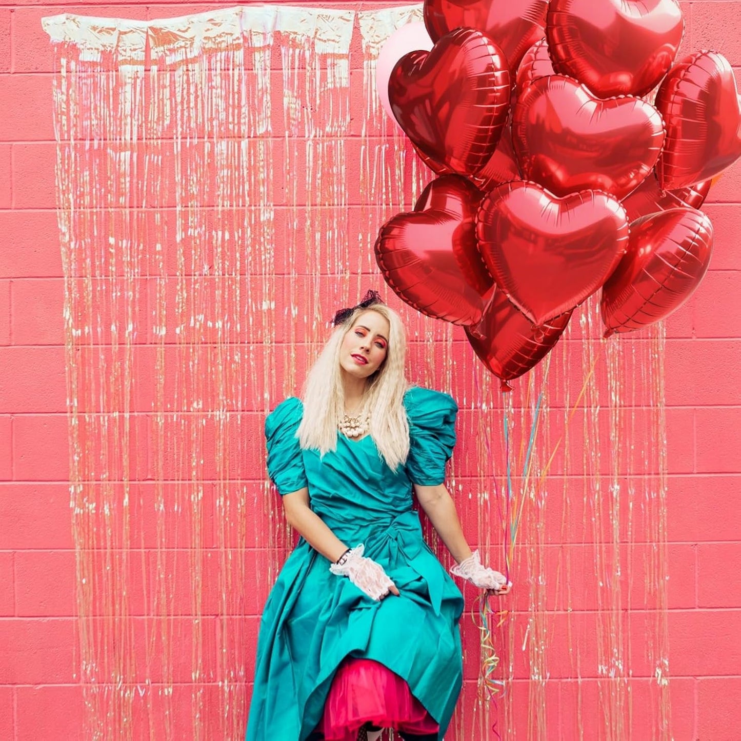 TONIFUL 15Pcs 18 Inch Red Heart Balloons Valentine’s Day Heart Shape Foil Mylar Balloons Decoration for Romantic Valentine's Day Wedding Bridal Shower Anniversary Engagement Party Supplies