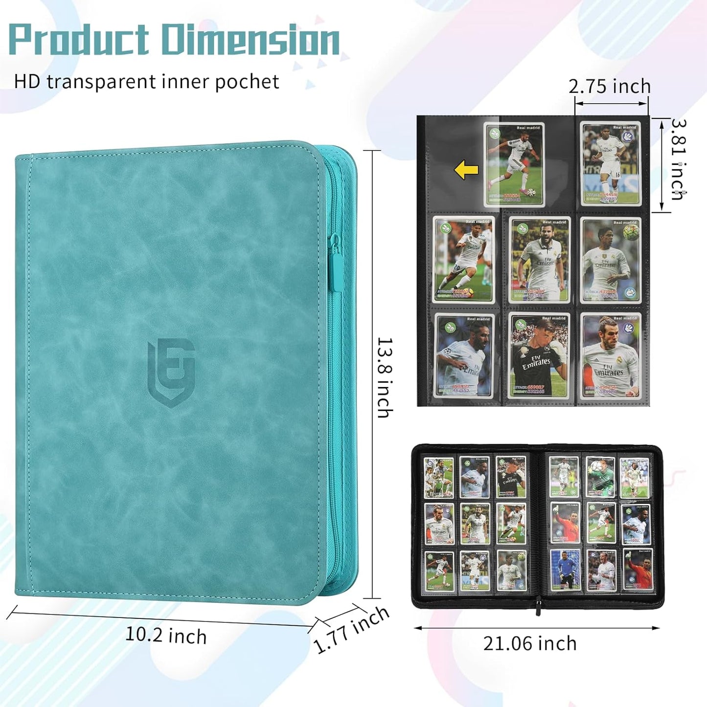 9 Pocket Card Binder,540 Pocket Trading Card Binders,Loading Pocket Collectible Card Album for MTG, TCG, Sport Card, Game Cards Green