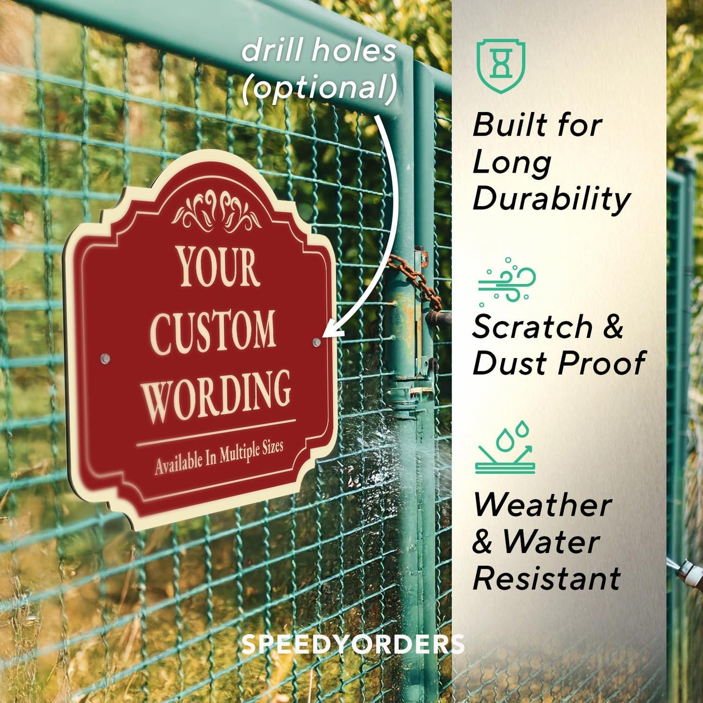 Custom Decorative Outdoor Metal Sign - Personalized Aluminum Driveway Sign, Waterproof, Made in USA - Design 2 Red Brick 36x24 In