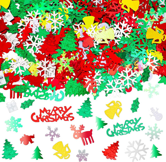 MARFOREVER Christmas Day Confetti Glitter Table Decorations Party Scatter Confetti, Red Green White Party Decorations Table Confetti Sprinkles Snowflake Santa Elk for Christmas Party Supplies Decor