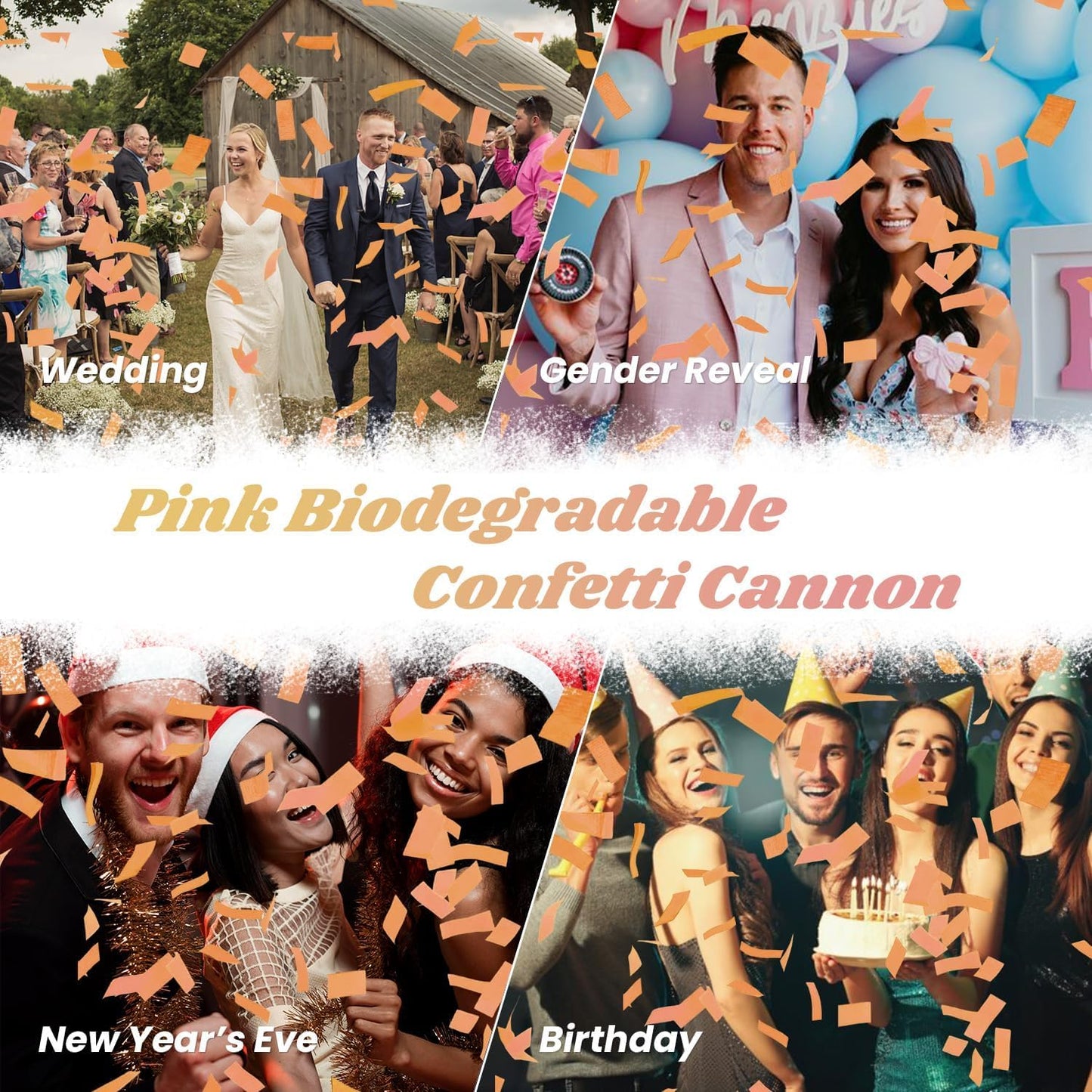 Confetti Cannon Orange Confetti Poppers 12 Pack Party Poppers 12 Inch Confetti Shooters Orange Twist Popper Sticks for Wedding Graduation Engagement Anniversary Bridal Shower Valentines Day Birthday