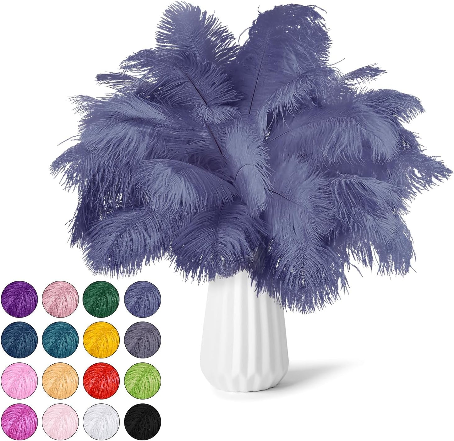 NEWONG 30pcs Blue-Purple Ostrich Feathers Natural Bulk 9-12inch(23-30cm) Vase Craft Wedding Home Party Centerpieces Christmas Day Decoration