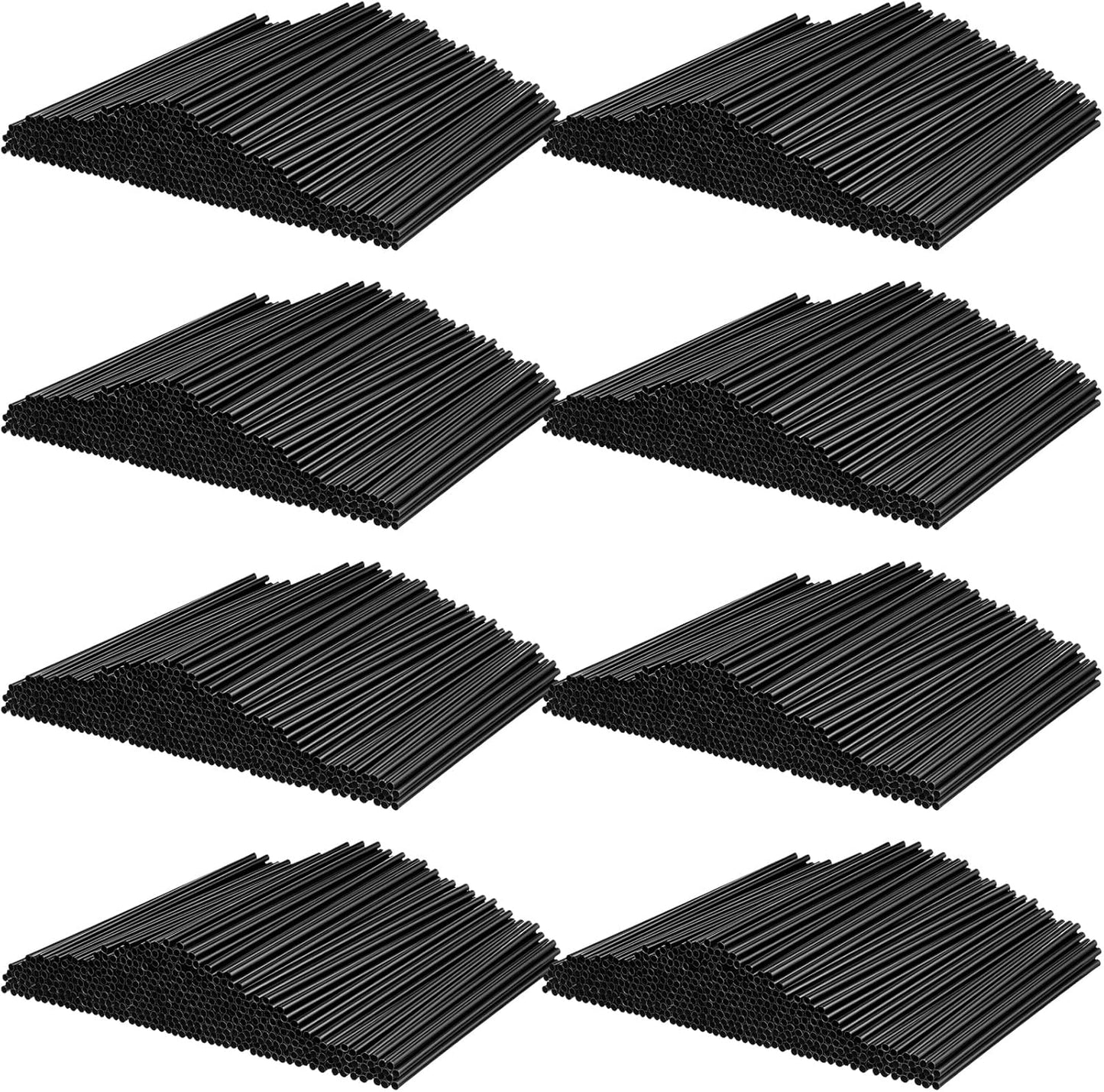 6000 Count Coffee Cocktail Stirrers Straws Disposable Plastic Sip Stir Sticks Cocktail Drink Stirrers Sticks Cups Straws for Bars Juice Drinking(Black,5 Inch)