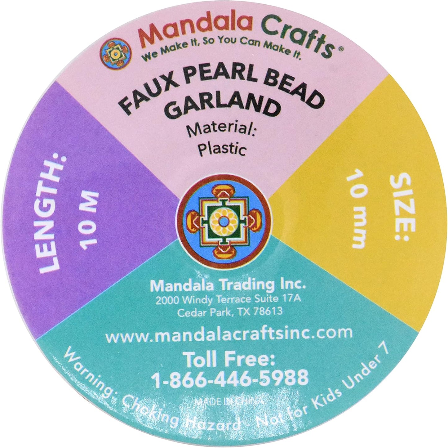 Mandala Crafts 10mm Faux Rose Gold Pearl Beads Roll - 11 Yards Strand of Fake Pearls Chain Garlands Spool String for Christmas Tree, Wedding, Party, Vases, DIY Decoration