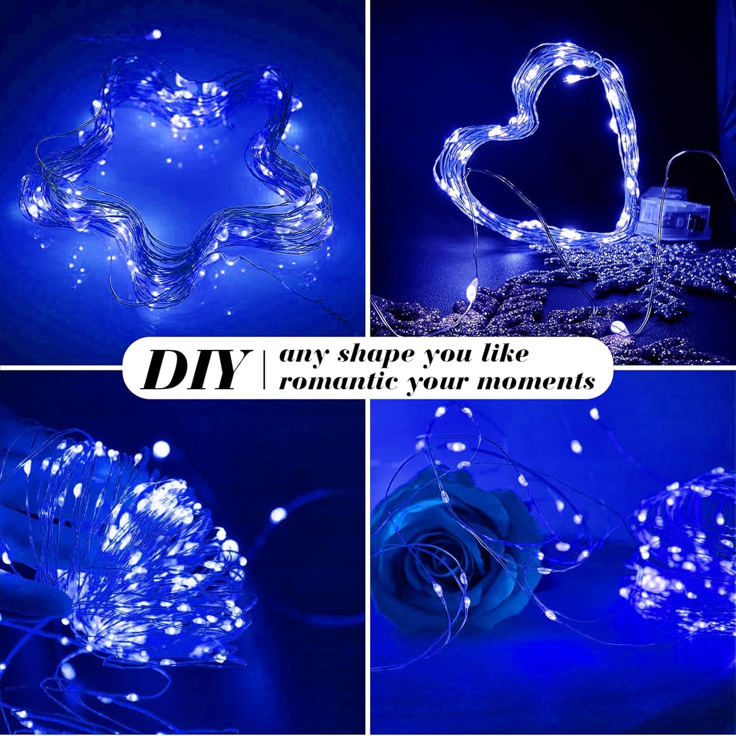 ZGWJ 8 Pack Fairy Lights Battery Operated, 7ft 20 Mini LED Fairy String Lights Silver Wire 3 Modes for DIY, Parties, Wedding, Bedroom, Halloween Christmas Decoration Blue