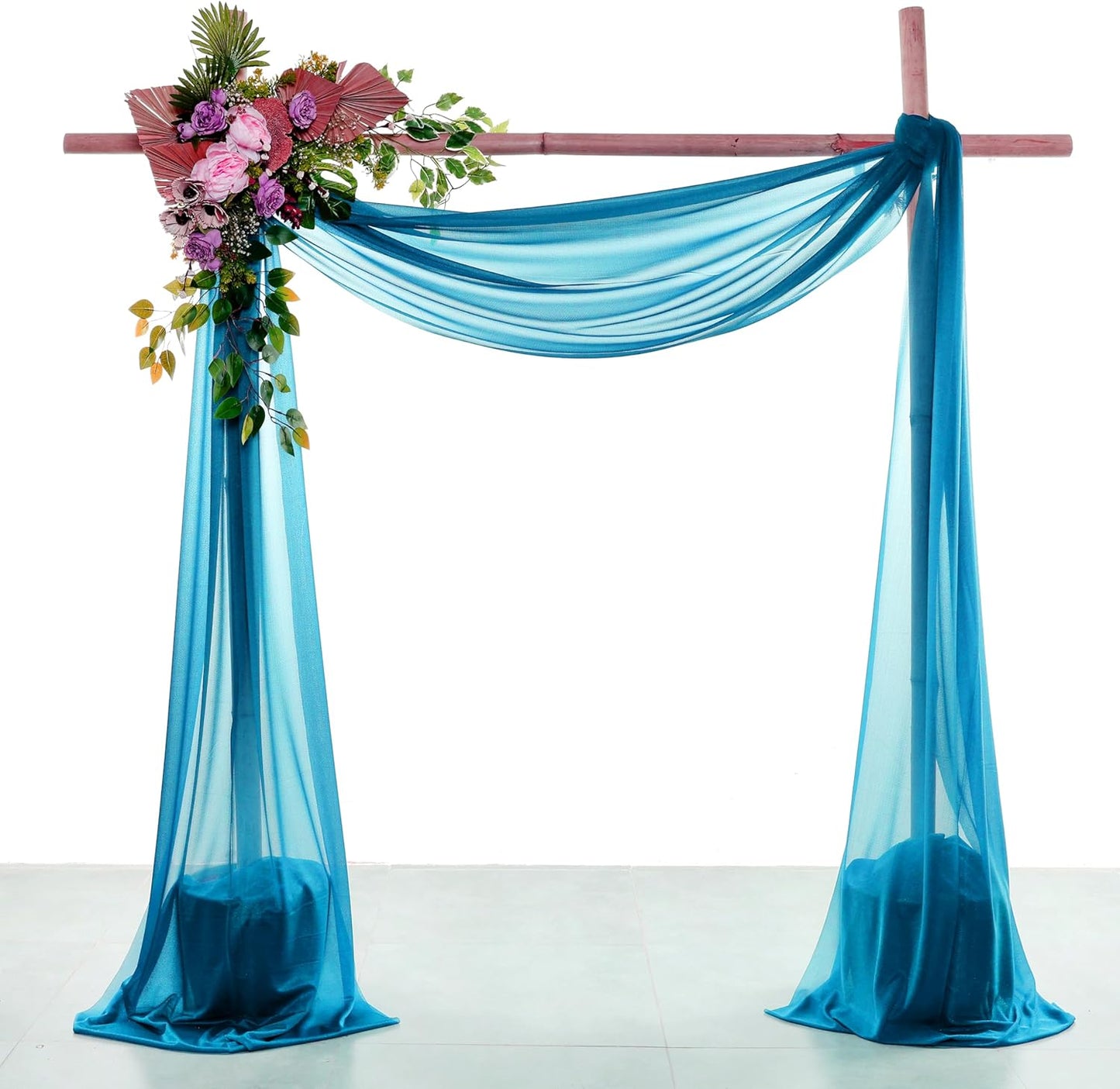 VDS Pack of 1 Panel (30 Inch X 50 Feet) Wedding Arch Draping Fabric Sheer Chiffon Fabric Drapery for Wedding Ceremony Reception Swag Backdrop Canopy Chuppah ARBO Altars Decoration (Dark Teal)