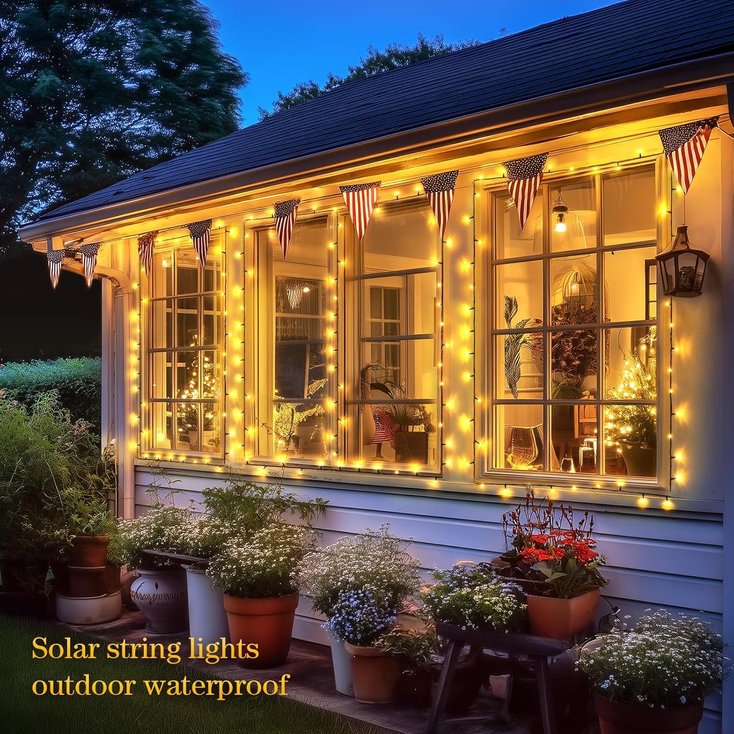 JMEXSUSS Solar String Lights Outdoor Waterproof, Total 66 FT 200 LED Solar Twinkle Lights Outdoor, Solar Christmas Light for Outside Tree Garden Yard Decor(Warm White)