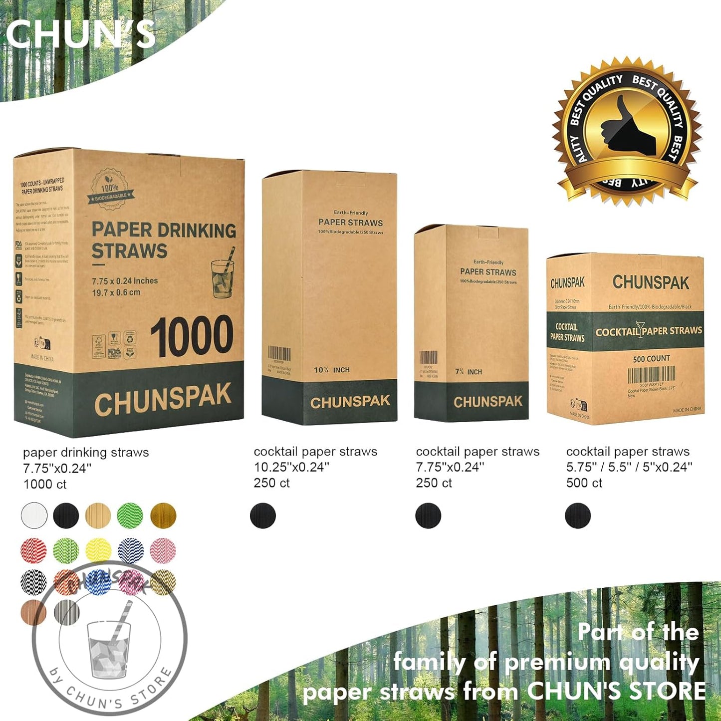 [1000 Count] Chunspak Pink and White Striped Paper Drinking Straws Bulk, 7.75" x0.24", Unwrapped - Biodegradable and Compostable