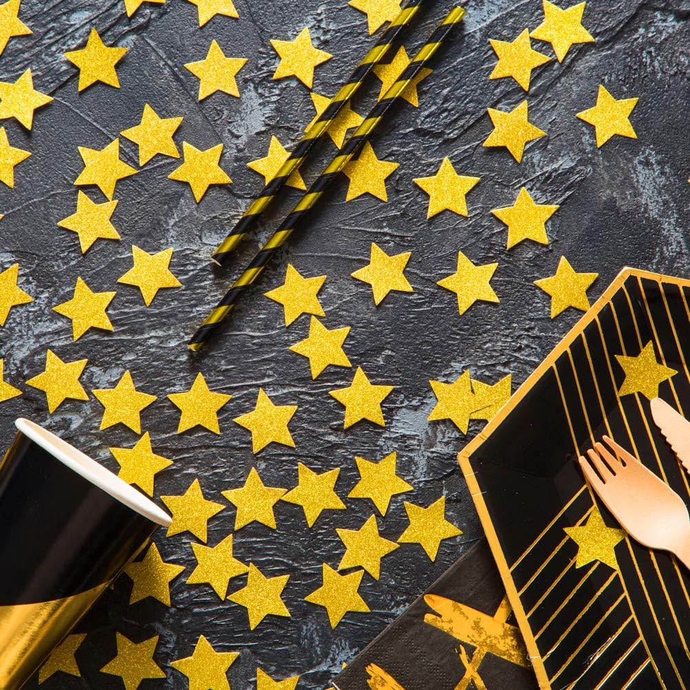 MOWO Glitter Five Stars Confetti Wedding Party Decor and Table Decor, 1.2’’ in Diameter (Glitter Gold,200pc)