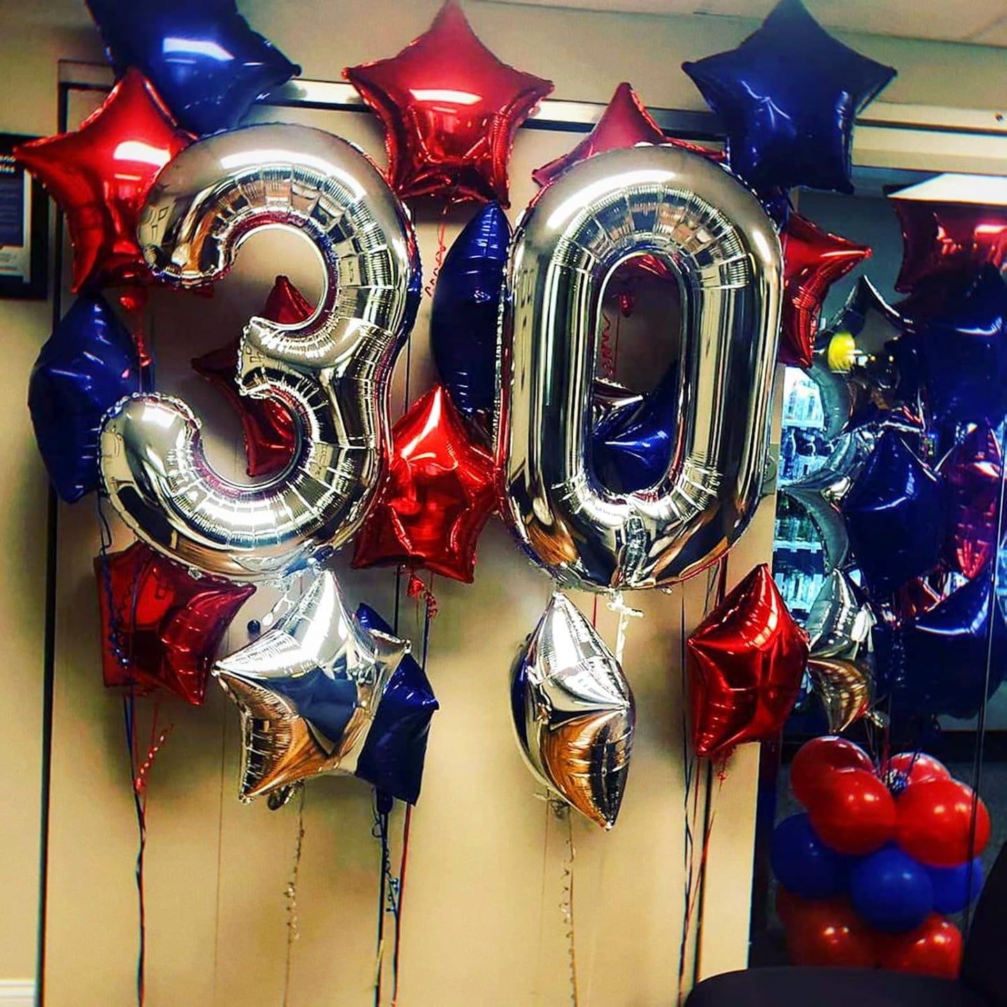 Blue Red Star Balloons, 18 Inch 12Pcs Navy Blue Red and Metallic Silver Stars Shape Foil Balloons, Helium Pentagram Balloon for Kids Cartoon Birthdays Graduation Baseball 4th of July Independence Day