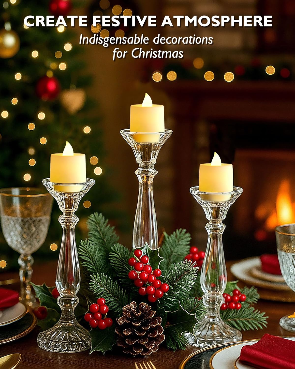 Amagic 24 Pack LED Tea Lights, Flameless Votive Candles, Lasting Electric Fake Small Candles, Battery Operated Tealights Candles for Halloween, Christmas, Home Decor, Wedding, Party, Festival(Ivory)