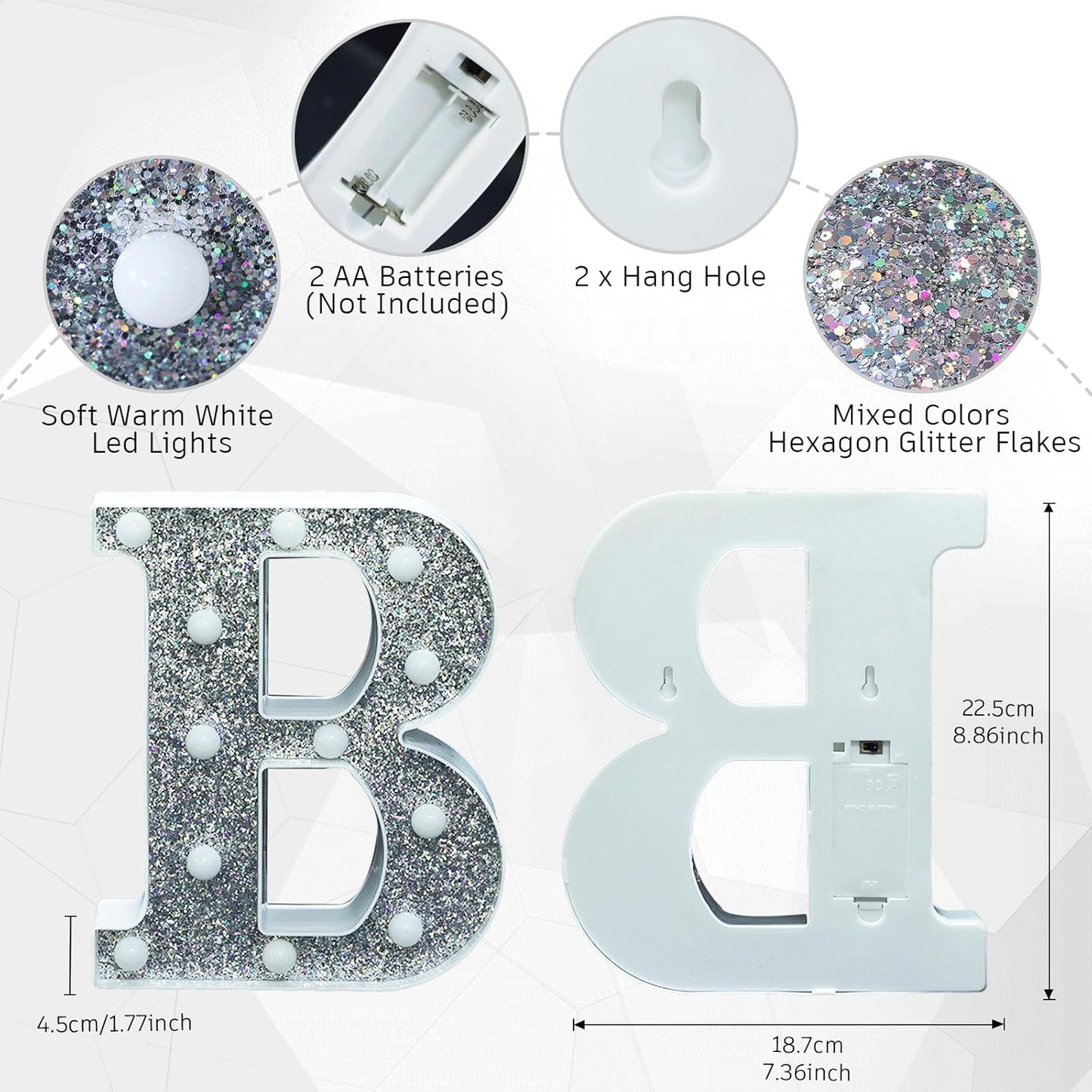 Marquee Light Signs for Table Decorations - Glitter Alphabet & Number Lighted Letters for Prom, Events or Engagement Party Decor