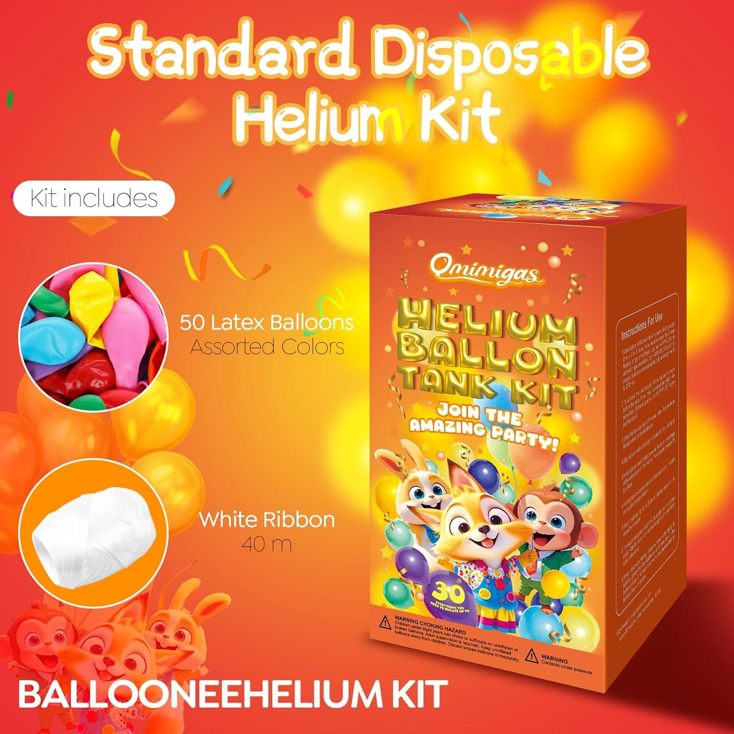 Helium Tank for Balloons at Home 7L with 30 Latex Balloons Ribbons Ideal 99.99% Pure Helium Gas Tank Pump Kit (1 Tank)