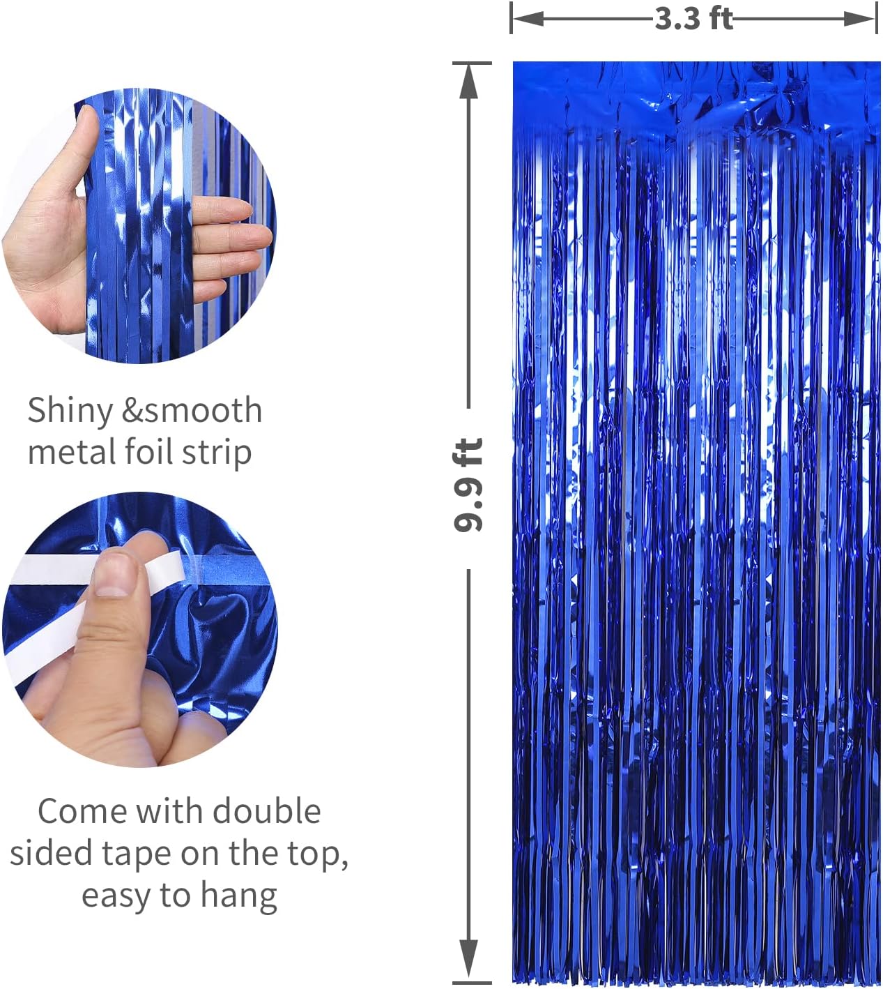 Crosize 7 Pack 3.3 x 9.9 ft Dark Blue Foil Fringe Backdrop Curtain, Streamer Backdrop Curtains, Birthday Party Decorations, Tinsel Curtain for Parties, Galentines Decor, Preppy, Photo Booth