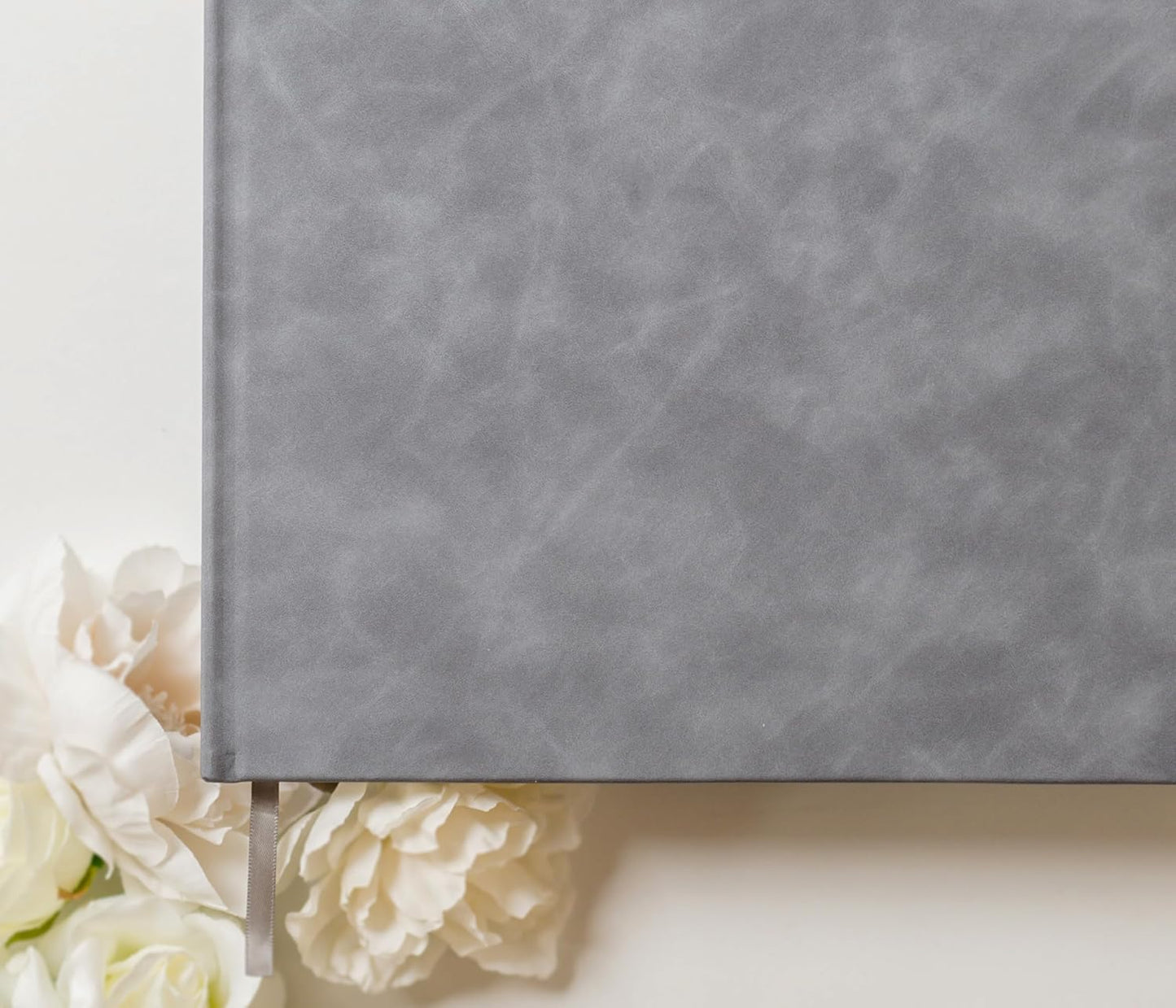 MUUJEE Personalized Guestbook in Slate Gray - Premium Custom Modern Guest Book for Wedding Reception, Birthday Party or Events w/Bookmark Blank Pages for Signing 11.5 x 8.5 inches