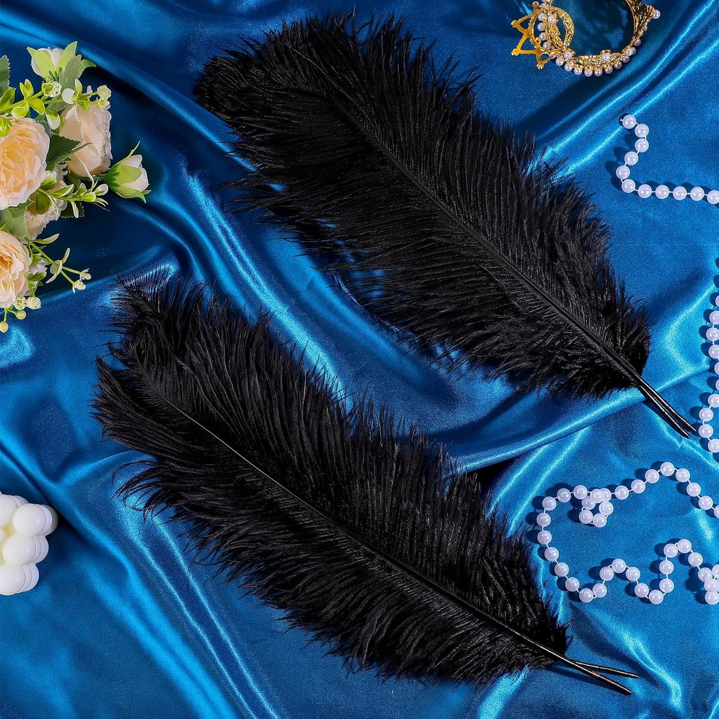 Retrowavy 30 Pcs 18-20 Inch Large Natural Ostrich Feathers Bulk for Centerpieces for Wedding Party Centerpieces Home Decoration Flower Arrangement (Black)