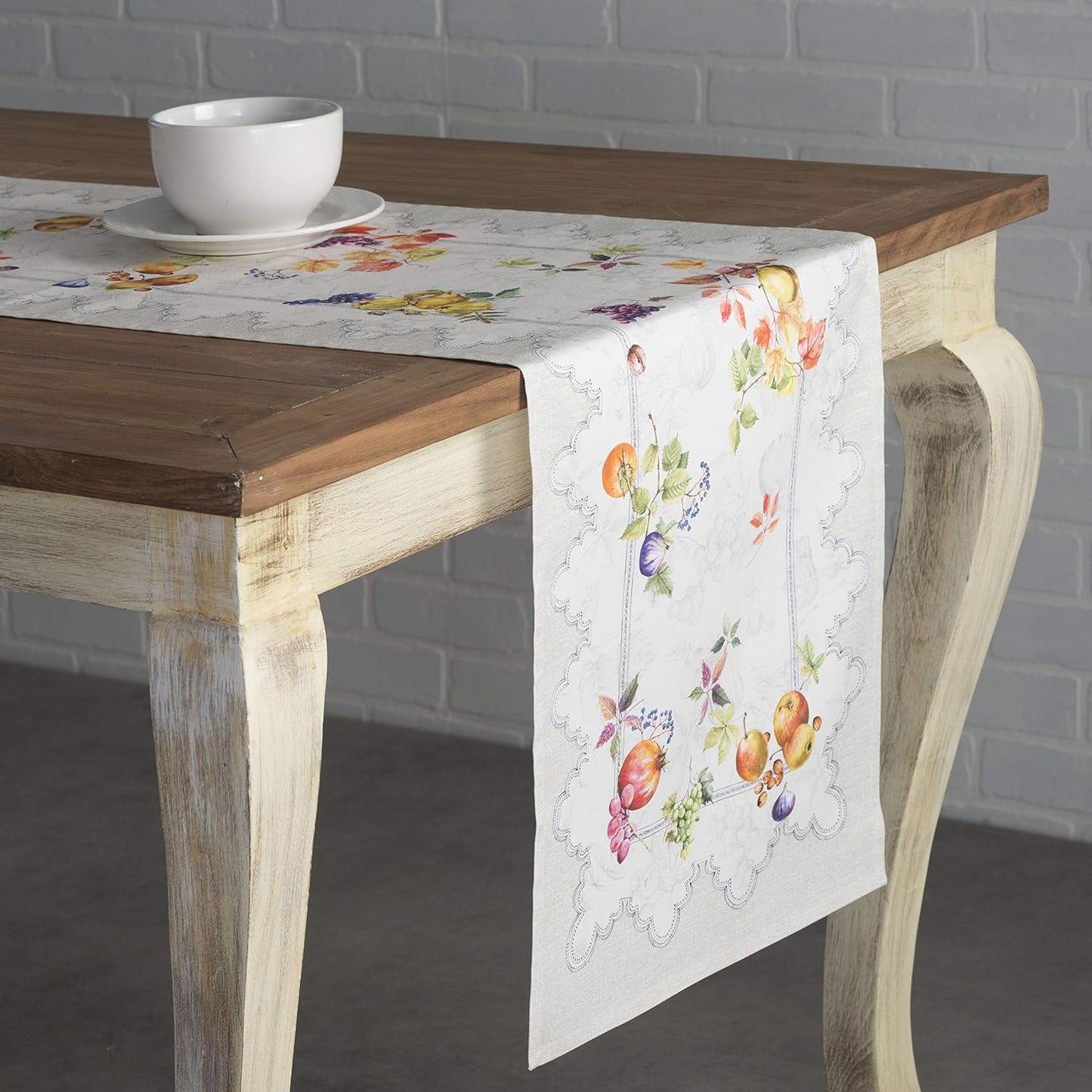 Maison d' Hermine Table Runner 100% Cotton Single Layer Table Runners 36 inches Long for Thanksgiving Christmas Decorations Home Kitchen Dining Party Wedding (Fruit D'Hiver, 14.5" x 36")