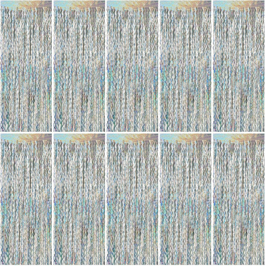 Tinsel Foil Fringe Curtains Wavy Backdrop for Parties Sparkle Metallic Wavy Foil Fringe Backdrop Curtain for Party Decorations Photo Booth Props for Birthday Graduation Wedding