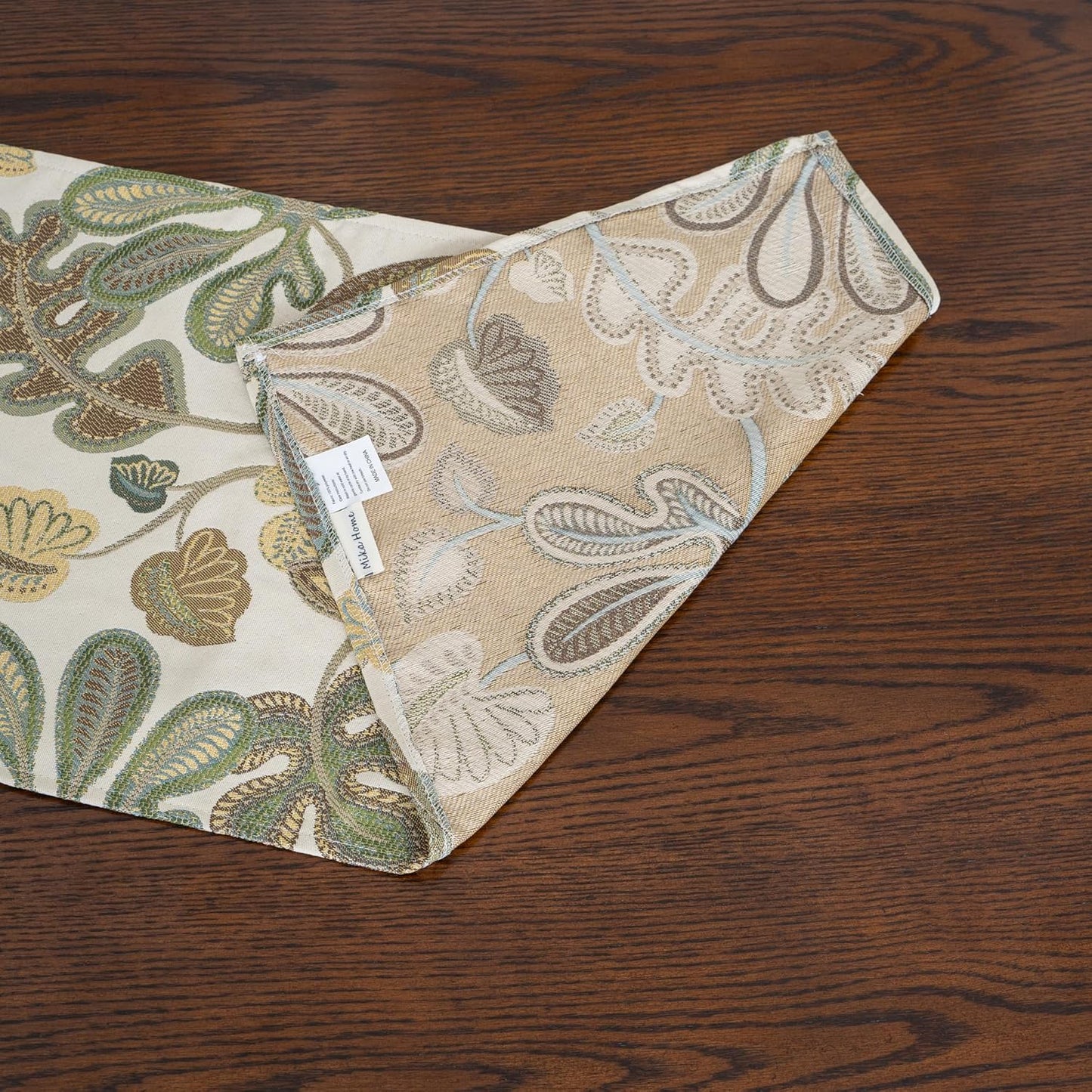 Mika Home Tropical Leaf Table Runner for Home Decor 13X72 Inches Green Brown Dining Table Decoration for Home