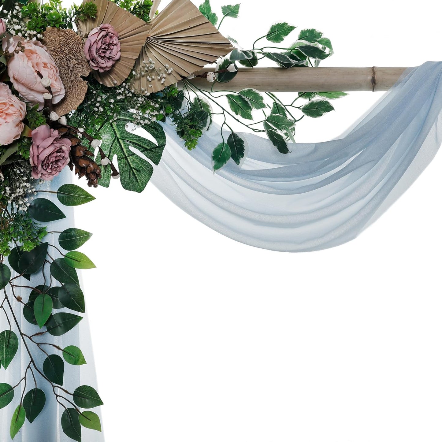 VDS Pack of 1 Panel (30 Inch X 30 Feet) Wedding Arch Draping Fabric Sheer Chiffon Fabric Drapery for Wedding Ceremony Reception Swag Backdrop Canopy Chuppah ARBO Altars Decoration (Baby Blue)