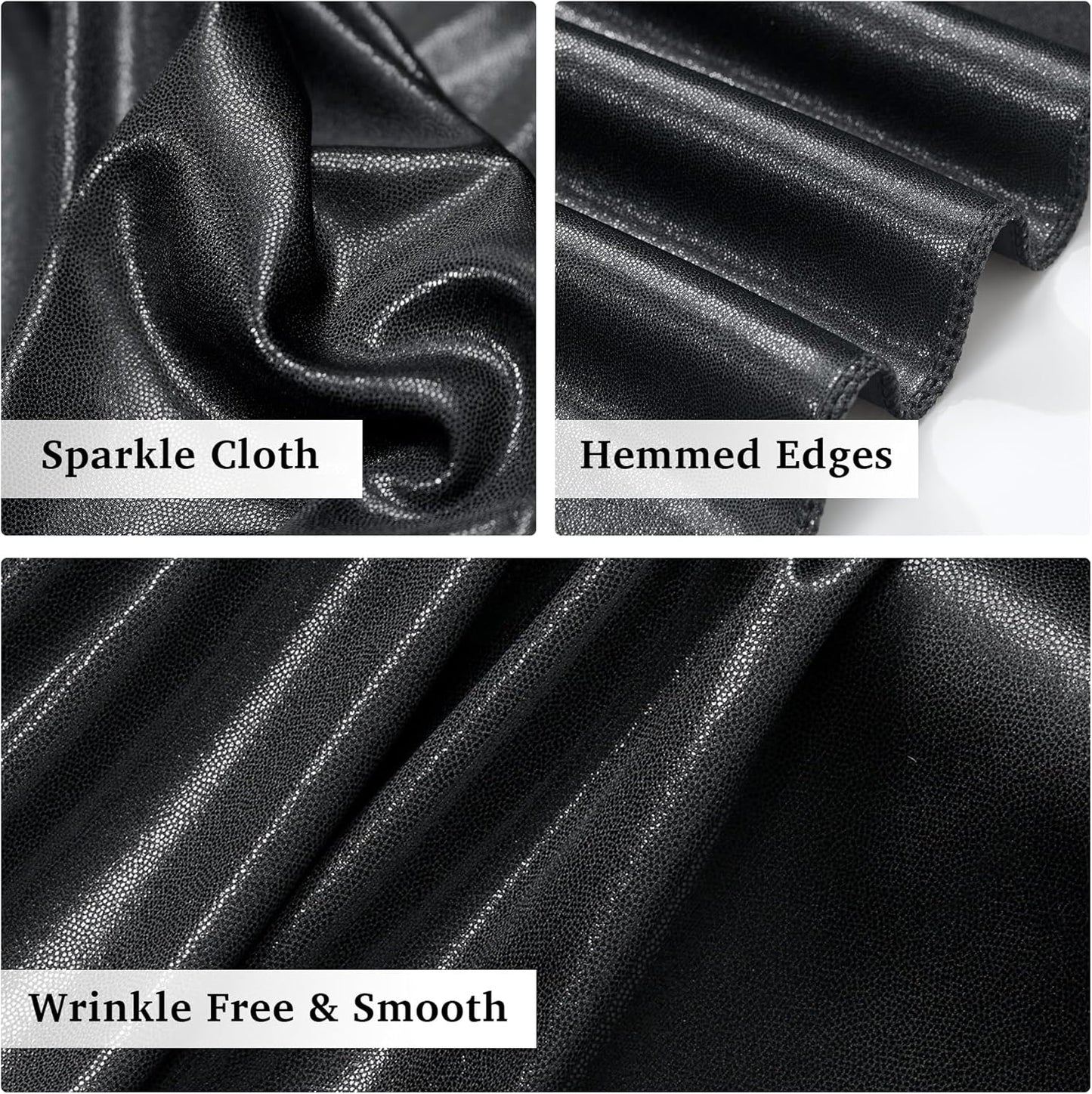 20ftx10ft Black Sequin Backdrop Curtain Panels for Parties, Wrinkle Free Glitter Photo Backdrop Drapes 4 Panels 5x10FT Shiny Back Drop Cloth for Wedding Birthday Christmas Photography Background