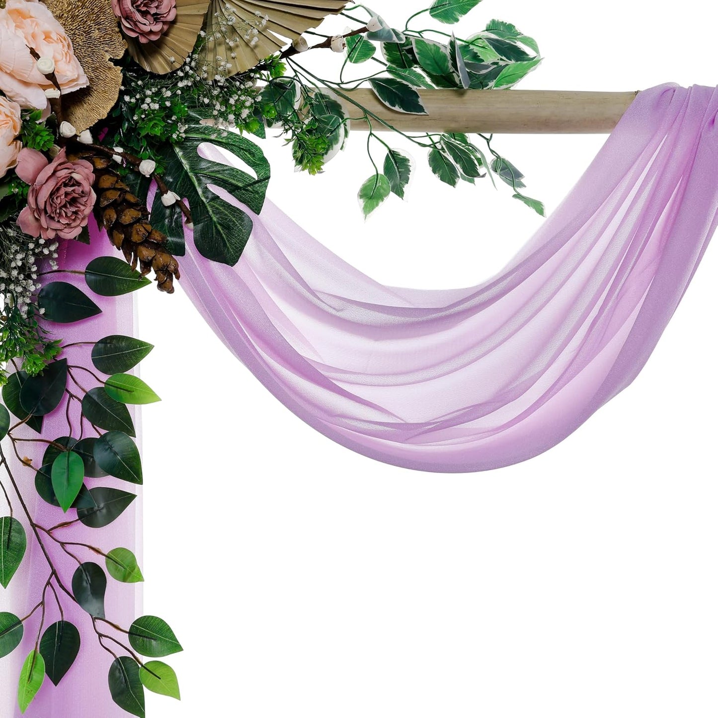 VDS Pack of 2 Panel (30 Inch X 20 Feet) Wedding Arch Draping Fabric Sheer Chiffon Fabric Drapery for Wedding Ceremony Reception Swag Backdrop Canopy Chuppah ARBO Altars Decoration (Orchid)