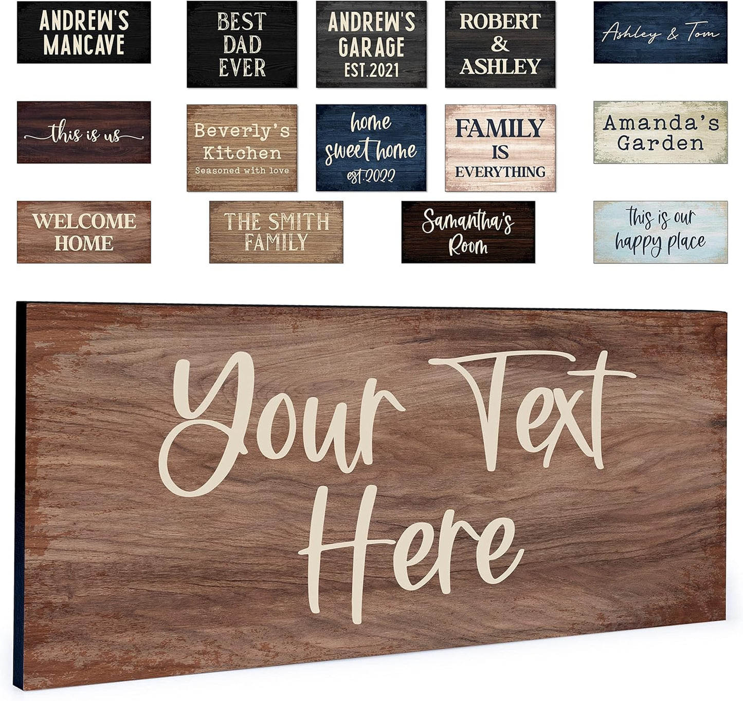 Personalized Signs for Home, Custom Sign with Any Text, 3 Sizes - 12 Background Options & 8 Fonts - Customizable Sign 11X5