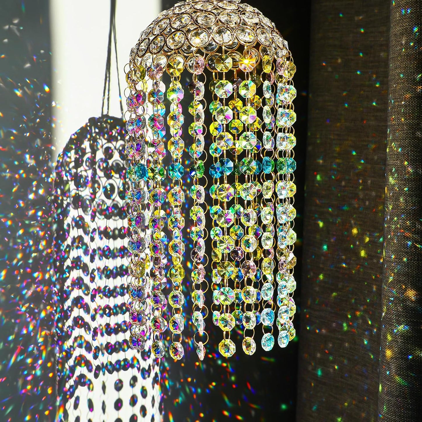 Crystal Suncatchers Window Hanging Wind Chime Garden Porch Home Wedding Party Suncatcher Rainbow Maker Crystal Glass Beads Prisms Sun Catcher