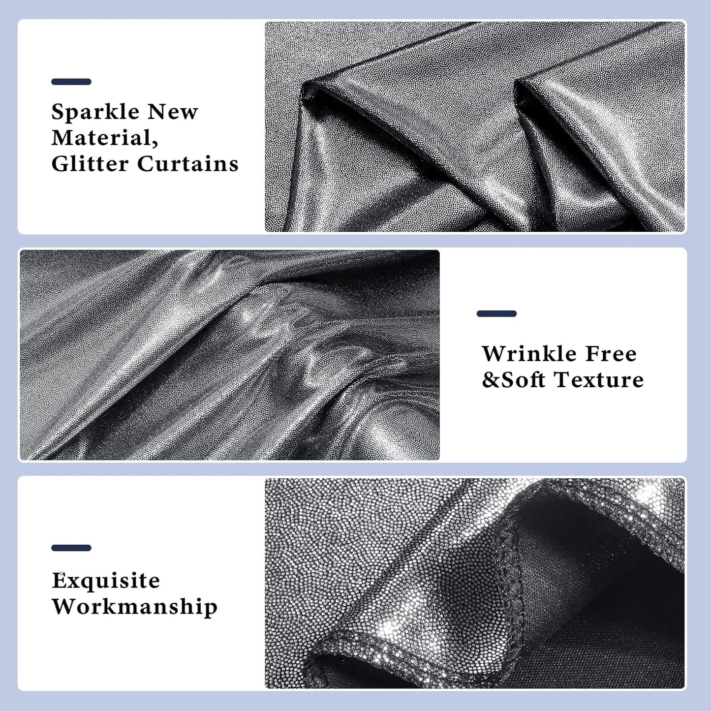 Outpain Thick 20 ft x 10 ft Black Silver Sequin Backdrop Curtain for Parties, Wrinkle Free Glitter Photo Backdrop Drapes 4 Panels 5x10ft Black Silver Back Drop Cloth for Wedding Photography Background