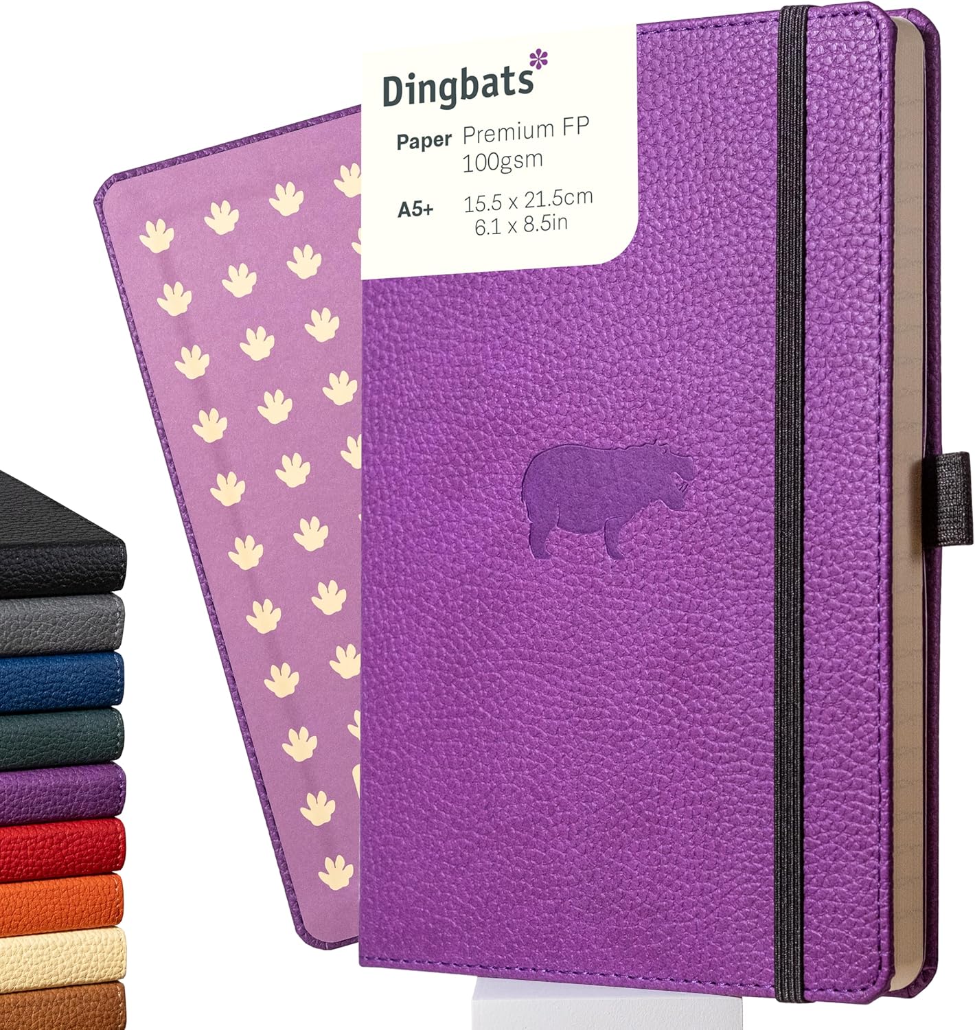 Dingbats* Wildlife Plain Writing Journal Notebook A5 - Vegan Leather Hardcover - Ideal for Work, Travel - Pocket, Elastic Closure, & Bookmark