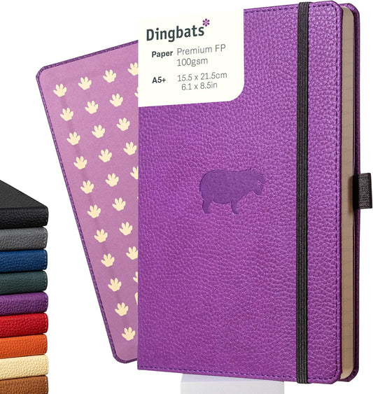 Dingbats* Wildlife Plain Writing Journal Notebook A5 - Vegan Leather Hardcover - Ideal for Work, Travel - Pocket, Elastic Closure, & Bookmark