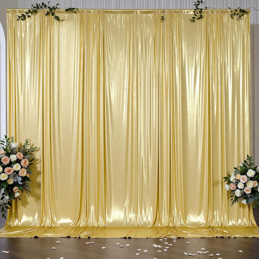 Outpain 10x10ft Gold Sequin Backdrop Curtains -Heavy Duty Gold Photography Backdrops with Non-Shedding Glitter, Wrinkle-Free Stage Drapes for Wedding/Christmas/Studio Shoots (5x10ft 2 Panels)
