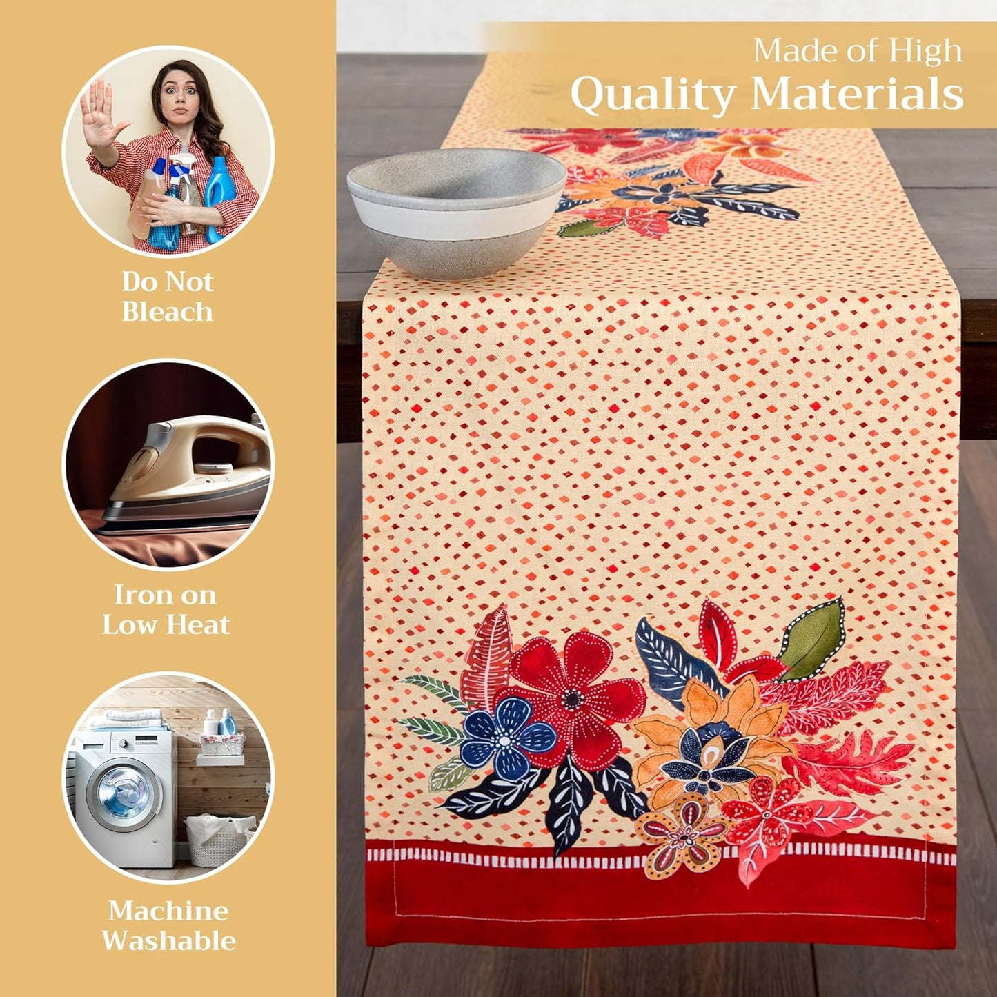 Maison d' Hermine Table Runner 100% Cotton Double Layer Table Runners 72 inches Long for Thanksgiving Christmas Decorations Home Kitchen Dining Party Wedding (Kalahari, 14.5" x 72")