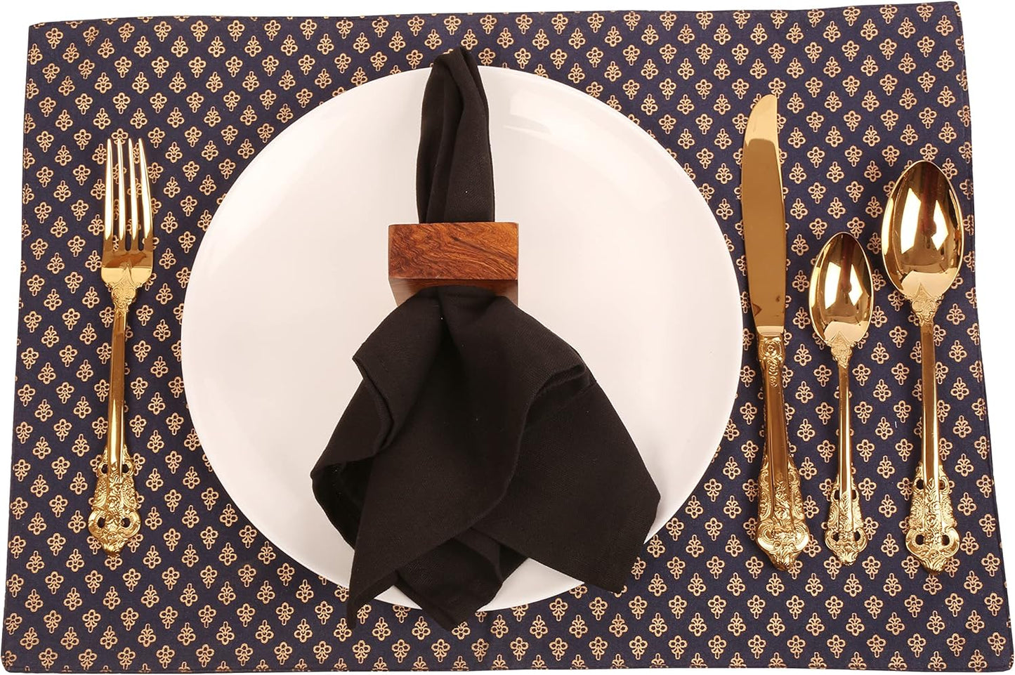 Finely Handcrafted Natural Wood Square Shape Large Size Party Dining Table Napkin Holders in Natural Tone. (Set of 6).