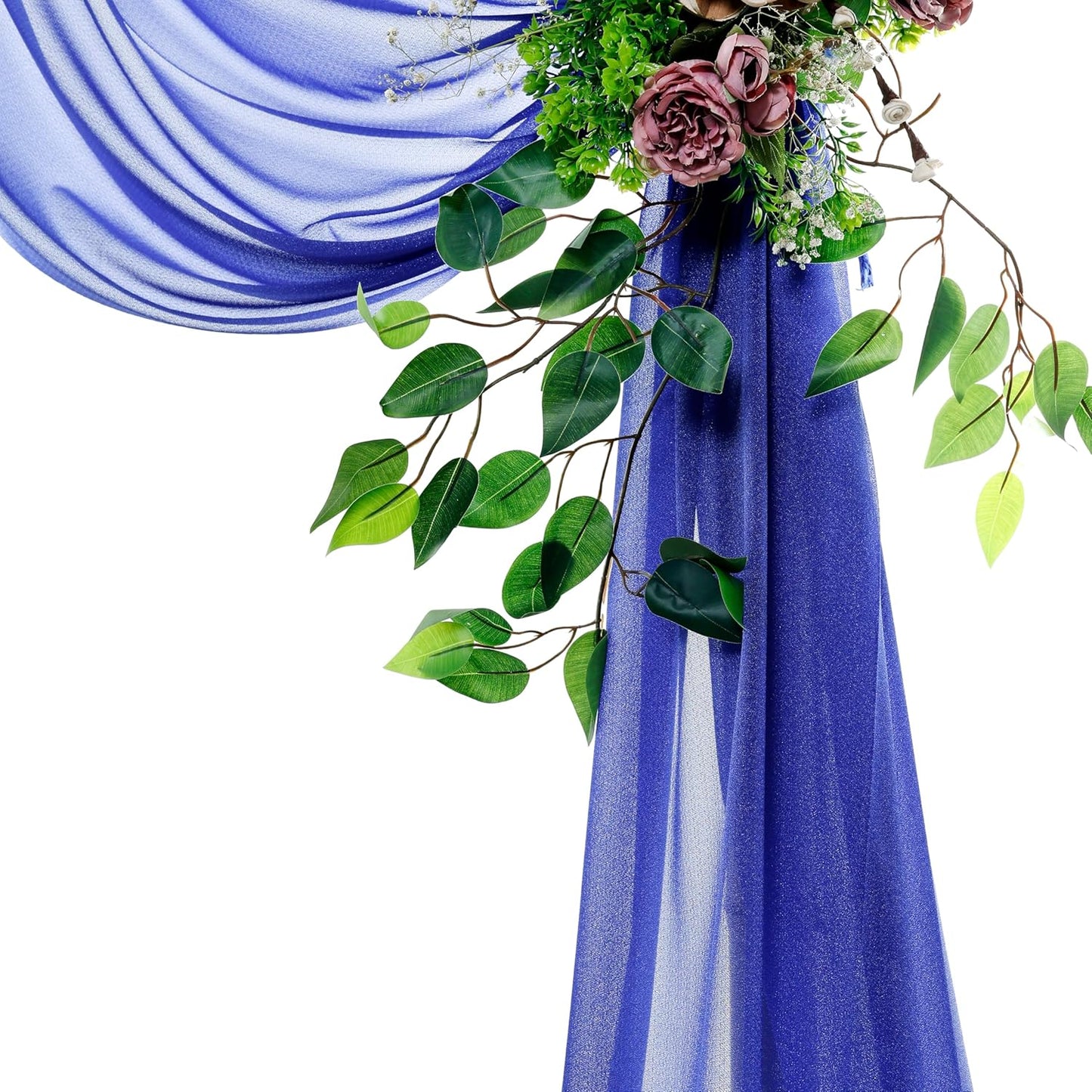 VDS Pack of 2 Panel (30 Inch X 30 Feet) Wedding Arch Draping Fabric Sheer Chiffon Fabric Drapery for Wedding Ceremony Reception Swag Backdrop Canopy Chuppah ARBO Altars Decoration (Royal Blue)