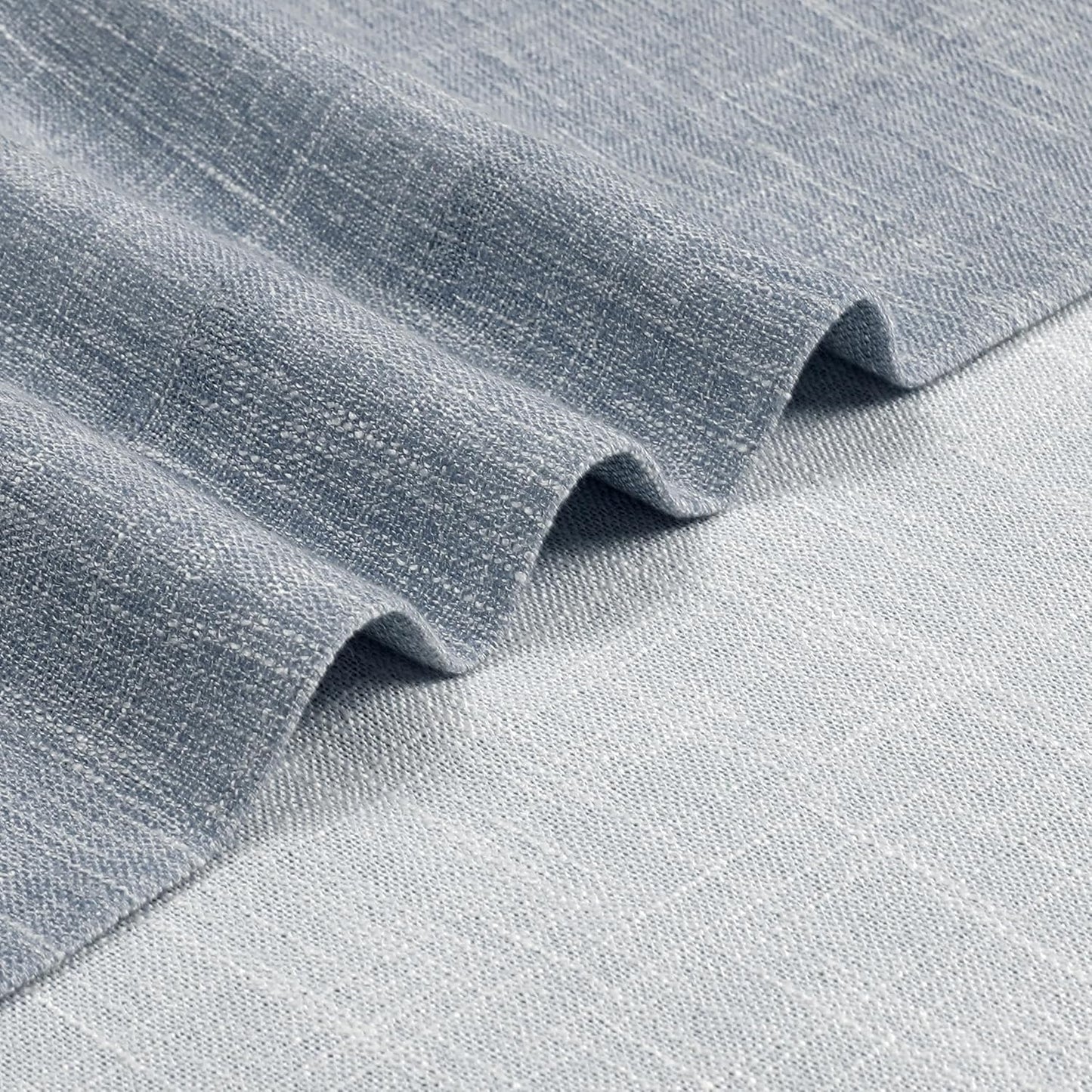 Vision Home Blue Pinch Pleated Semi Sheer Curtains Textured Light Filtering Window Curtains 112 inch for Living Room Bedroom Rayon Blend Chambray Blue Pinch Pleat Drapes with Hooks 2 Panels 40"Wx112"L